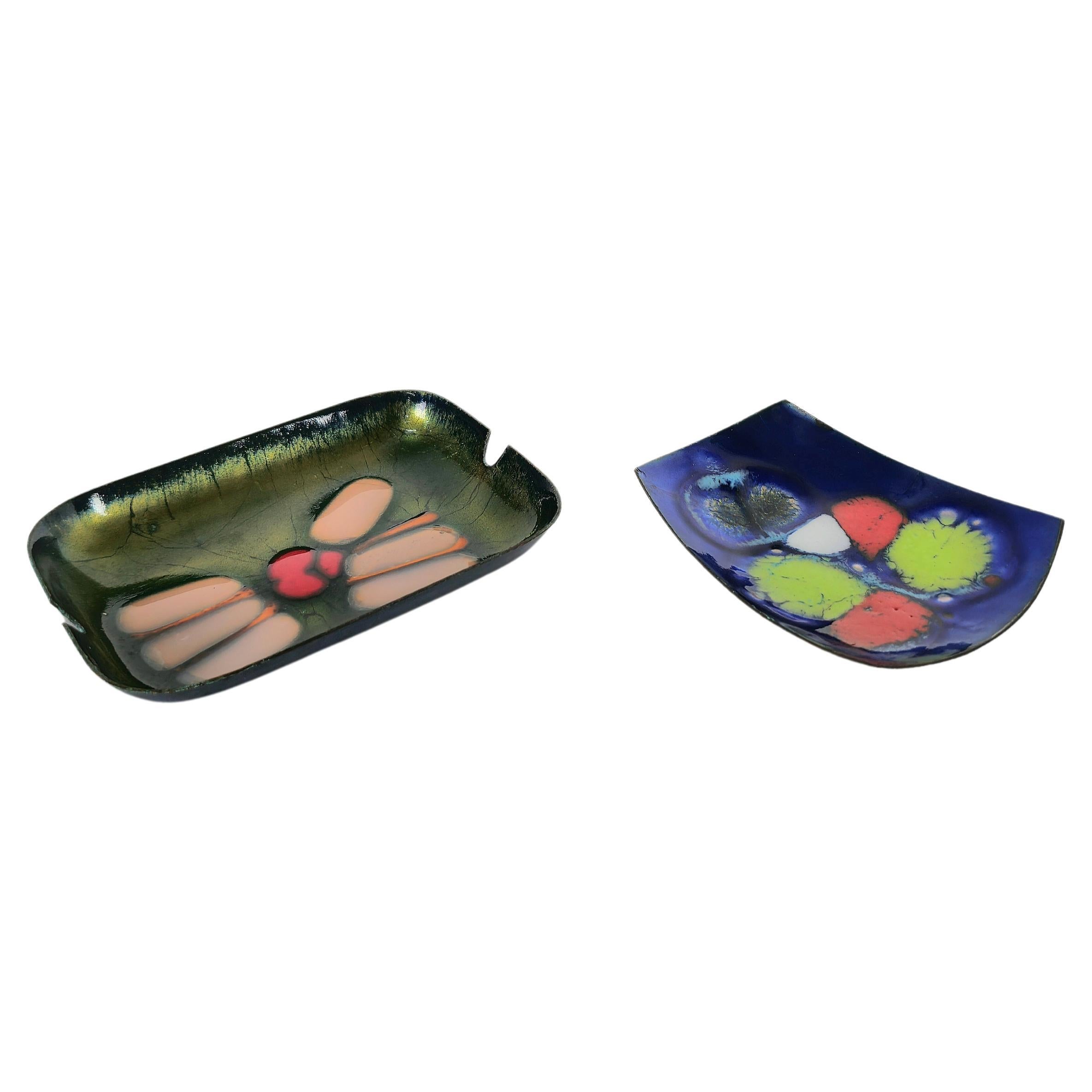 Vide-Poche Laurana pour cendrier en cuivre émaillé, Italie, années 1960, lot de 2 en vente