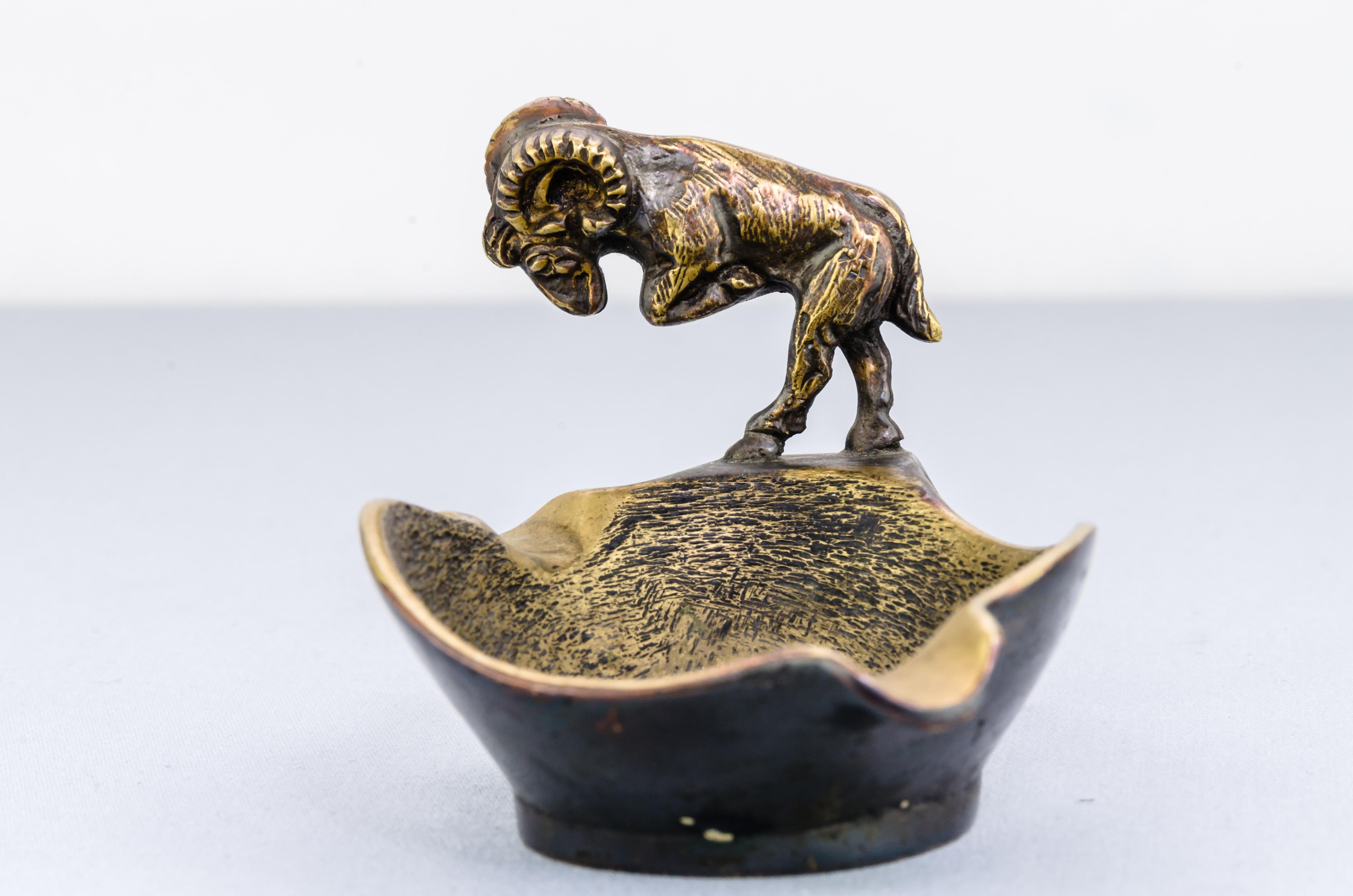 Mid-20th Century Ashtray with Capricorn Figurine, Vienna, 1950s For Sale