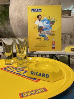 Ashtray Yellow Glass Midcentury France, Ricard