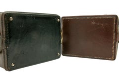 Ashtrays in Art Glass, Piqué Sellier Leather in the Style of Hermes, Set of 2