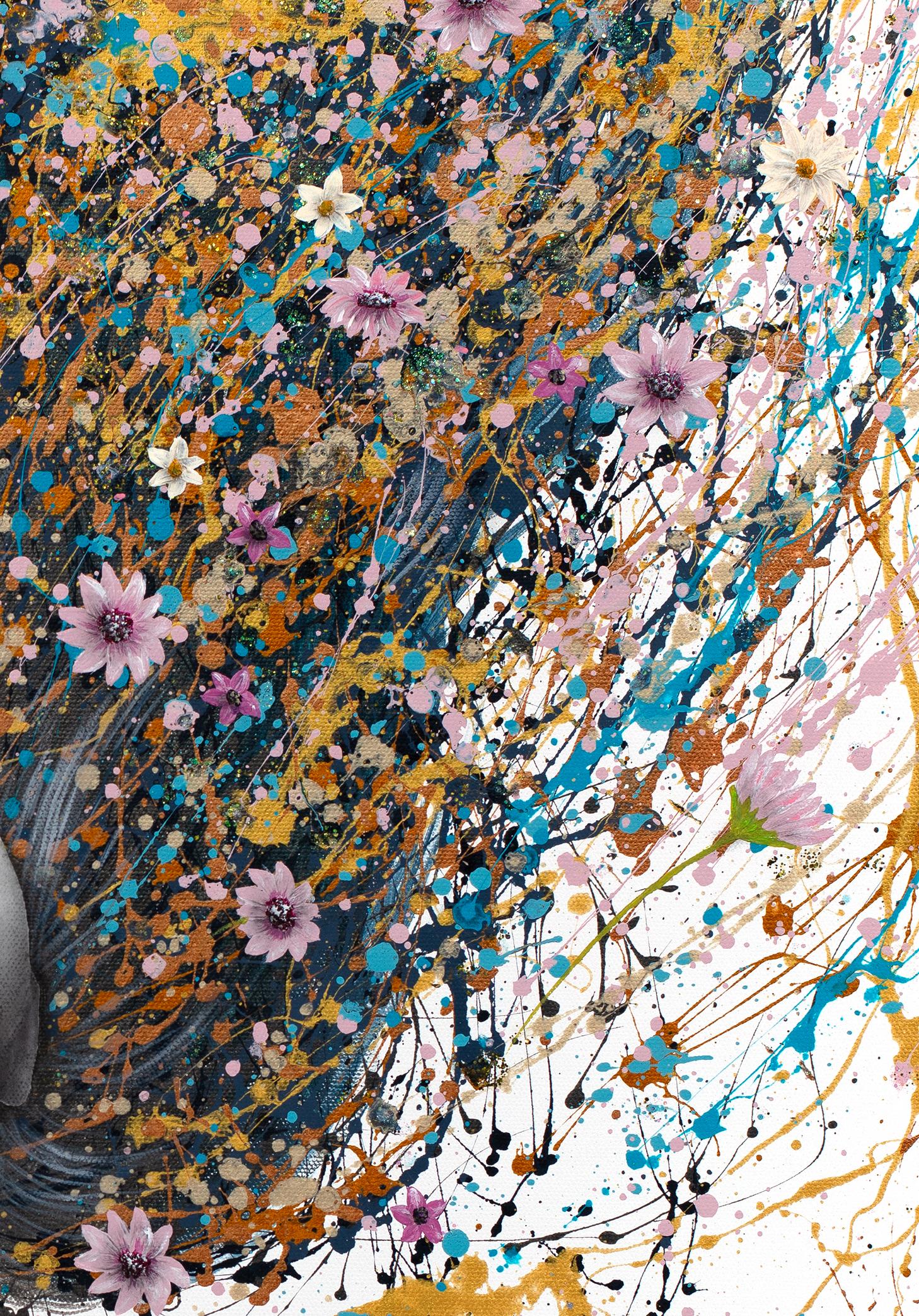 Monarch Rising ist ein Originalgemälde von Ashvin Harrison - eine tiefgründige Feier der Erneuerung, Schönheit und emotionalen Entwicklung. Dieses Werk wurde für die Ausstellung auf der Art Miami Fair während der Art Basel 2025 mit The Wall Art