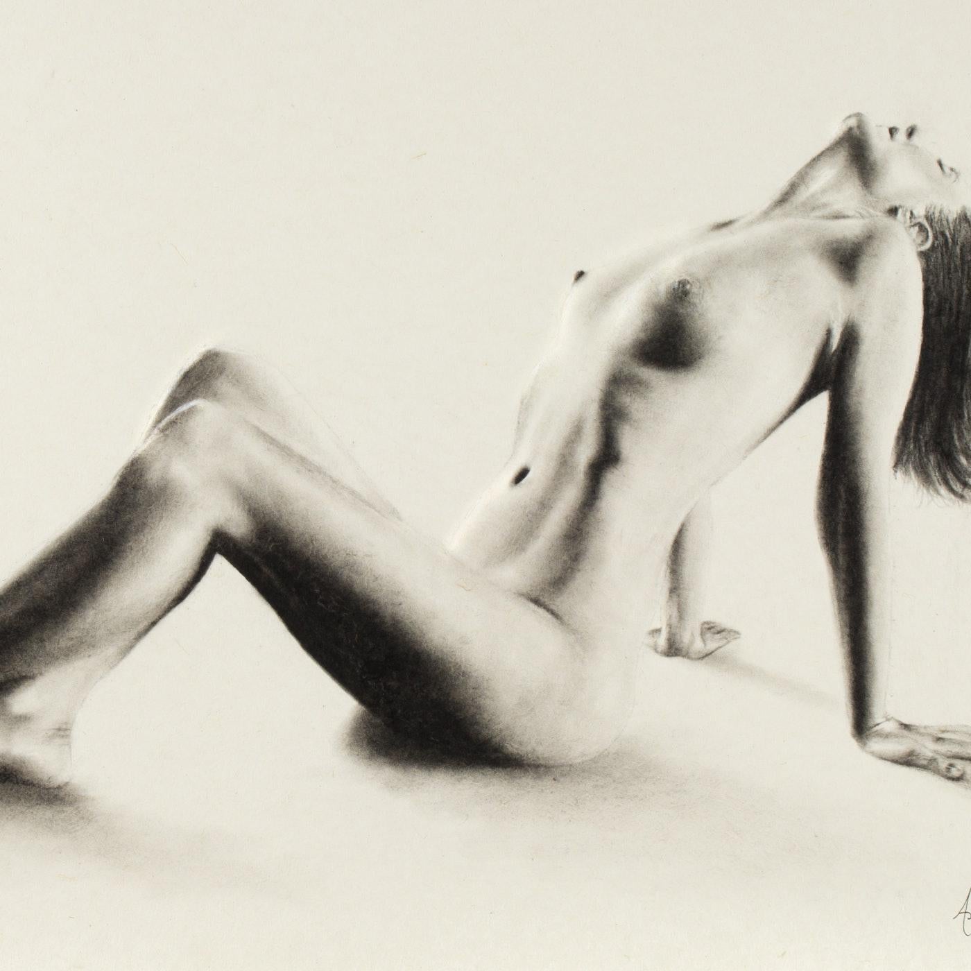 Nude Woman Charcoal Study 59 - Painting by Ashvin Harrison