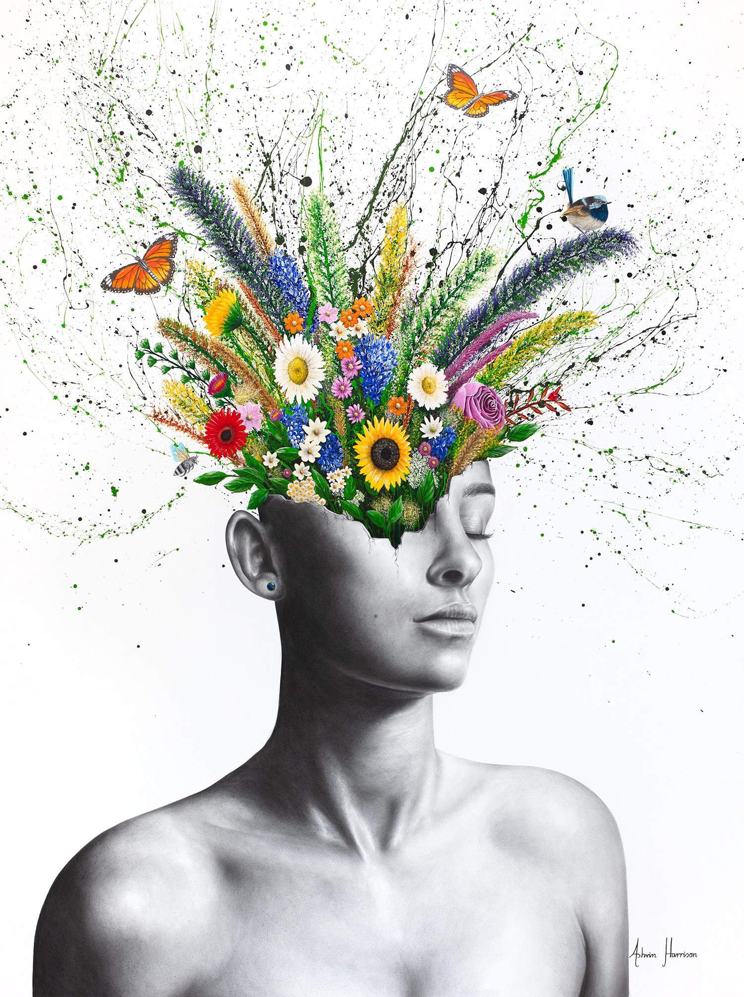 La chica del jardín (Pintura a mano original) - Painting de Ashvin Harrison