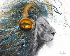 Horizon Harmony Lion (Handverschönertes Giclée)