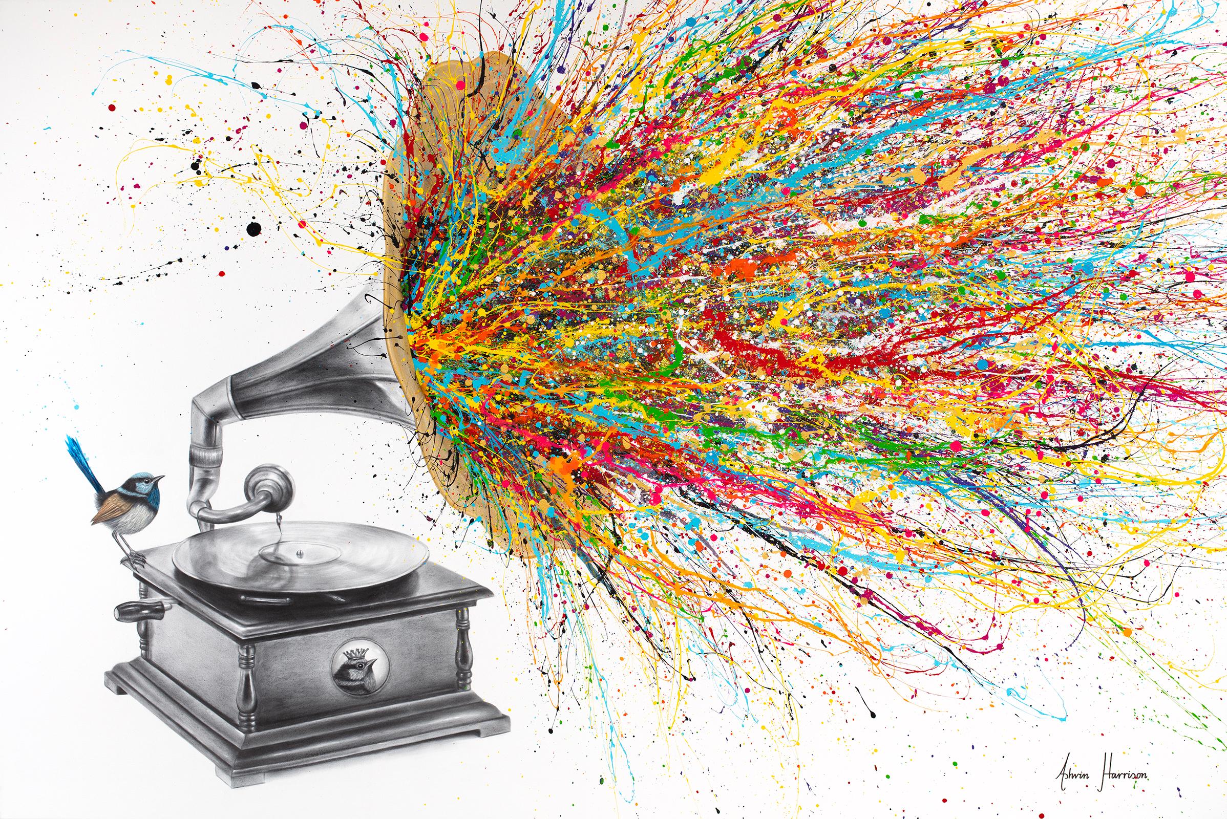Royal Wren Rhythms (Hand Embellished Giclée) - Print by Ashvin Harrison