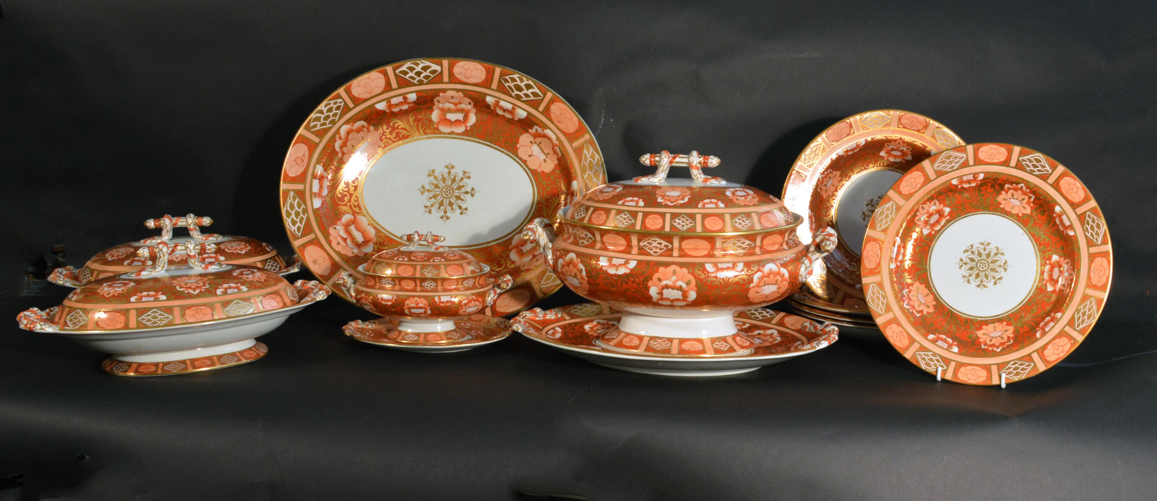 Arts and Crafts Ashworth Brothers Ironstone Dinner Service, circa 1893, Forty-Five Pieces,