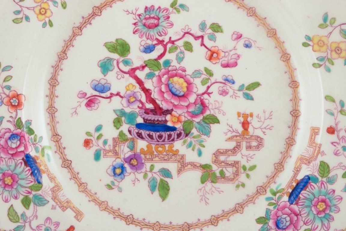 Chinoiserie Ashworth, England. Set of six plates in faience. Chinese style. For Sale