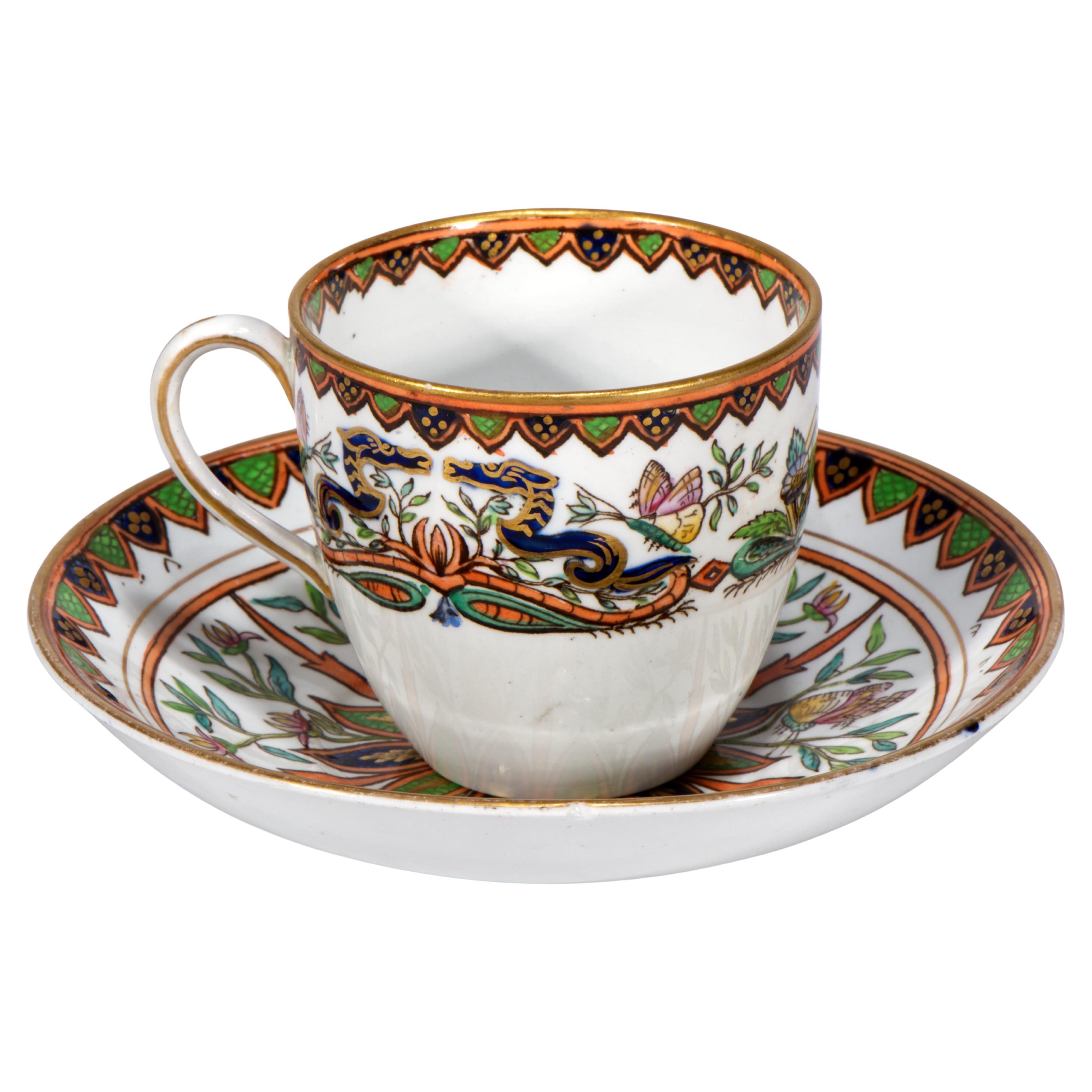 Ashworth für Richard Briggs Handbemalte Tasse und Untertasse aus Eisenstein, 1862-1891 im Angebot