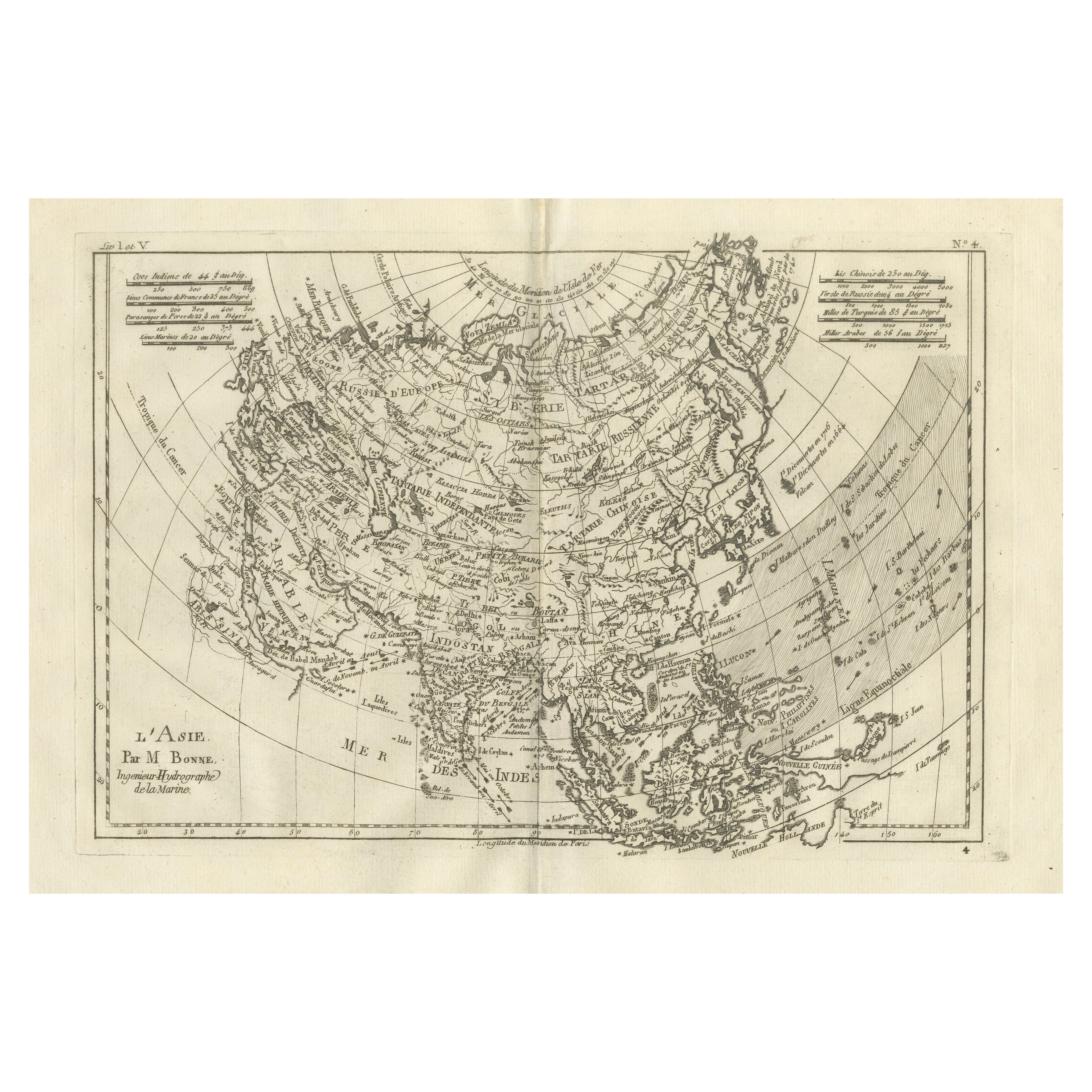 Asia in the Age of Exploration – Antique Map by Rigobert Bonne, c.1780 For Sale