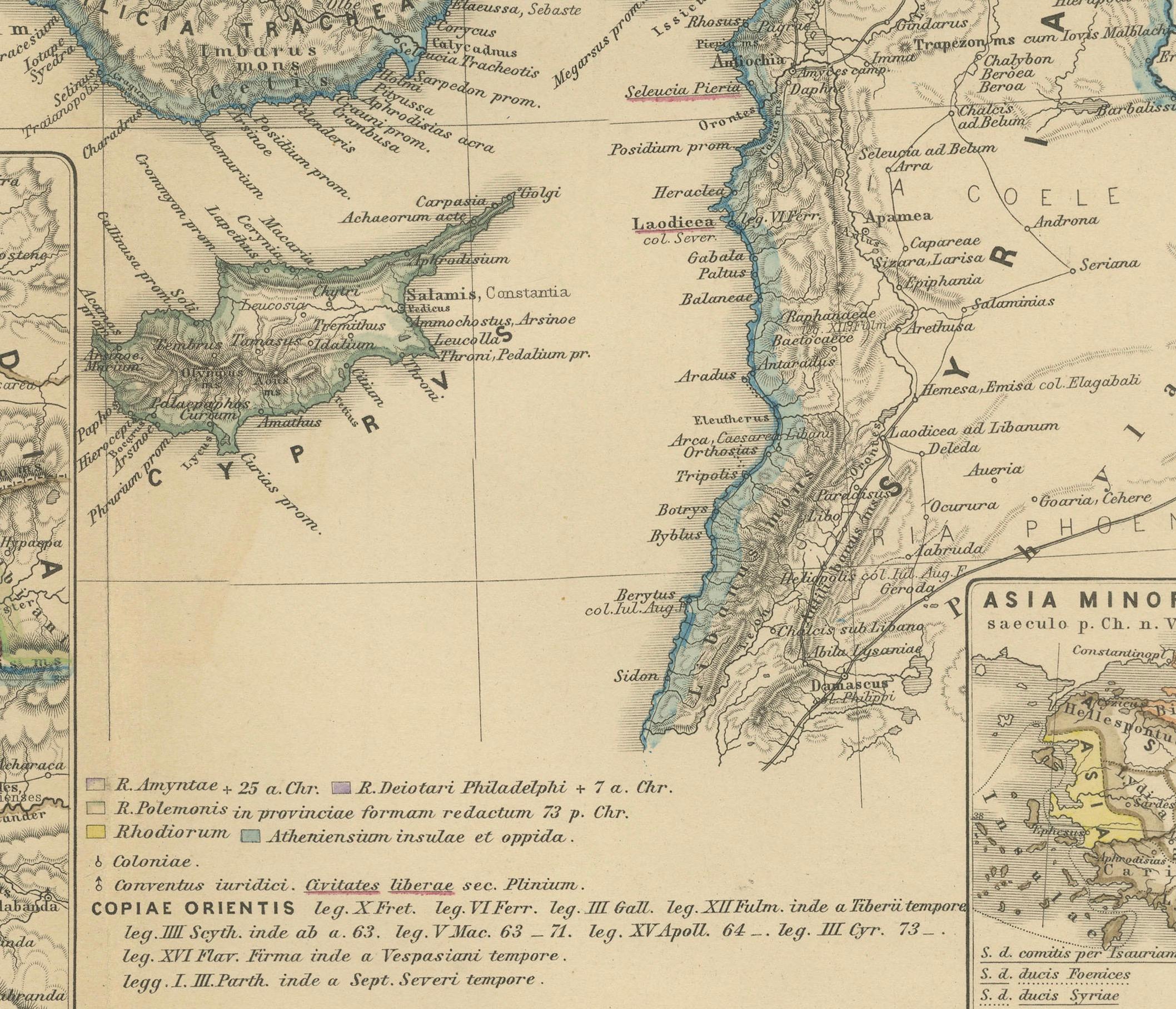 Asie mineure et provinces : une carte de l'Empire romain de Spruner-Menke Atlas, 1880 Bon état - En vente à Langweer, NL