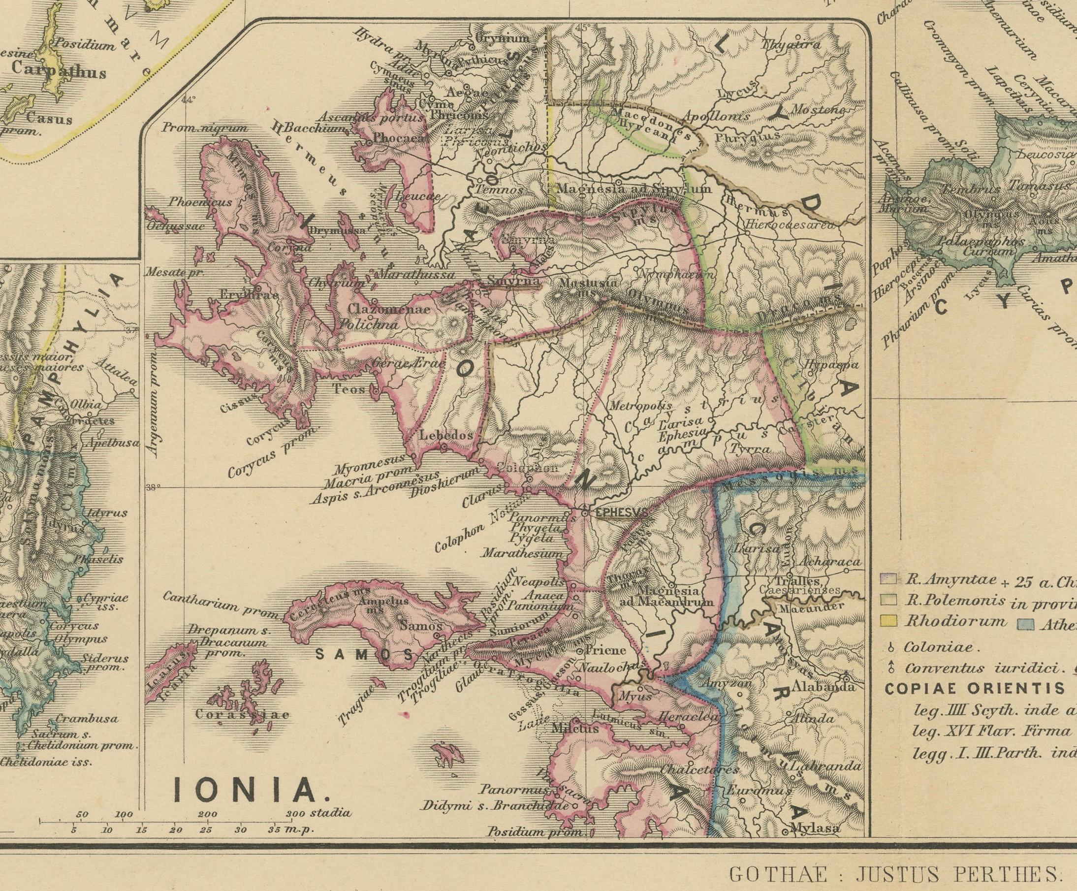Fin du XIXe siècle Asie mineure et provinces : une carte de l'Empire romain de Spruner-Menke Atlas, 1880 en vente