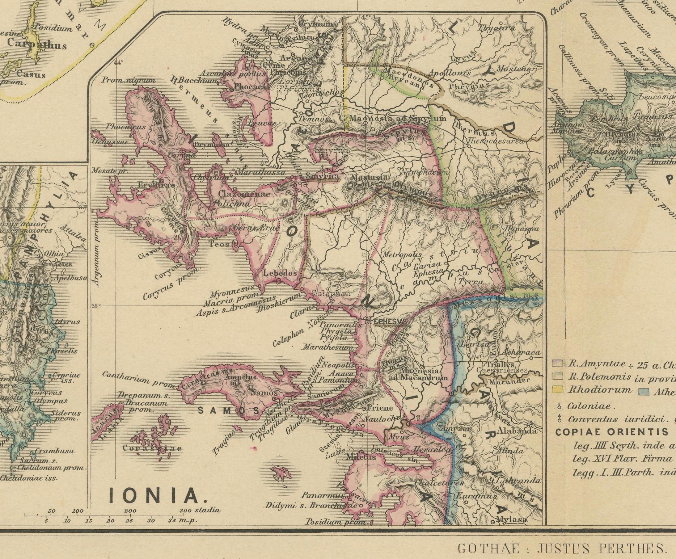 Late 19th Century Asia Minor and Provinces: A Roman Empire Map from Spruner-Menke Atlas, 1880 For Sale