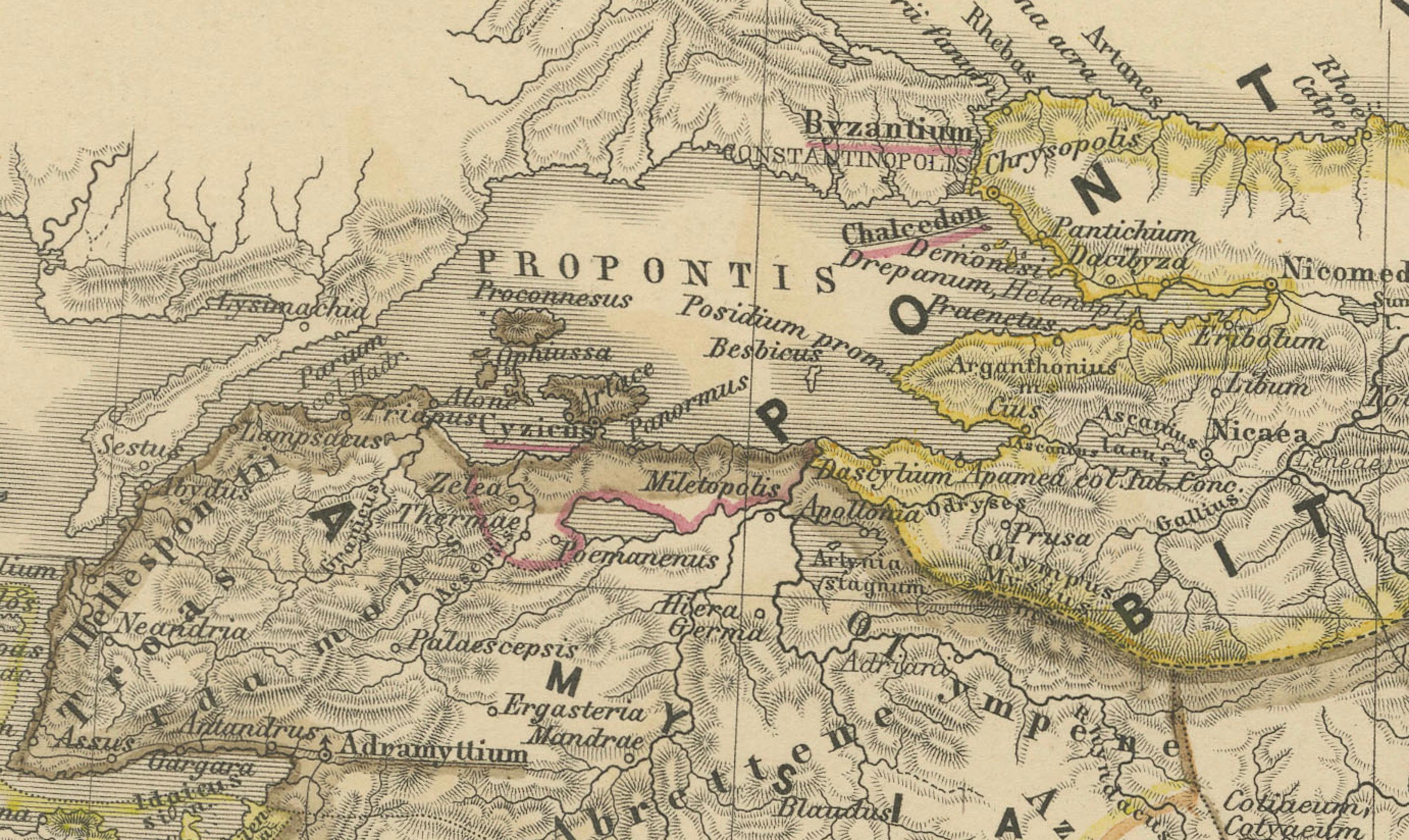 Asie mineure et provinces : une carte de l'Empire romain de Spruner-Menke Atlas, 1880 en vente 2