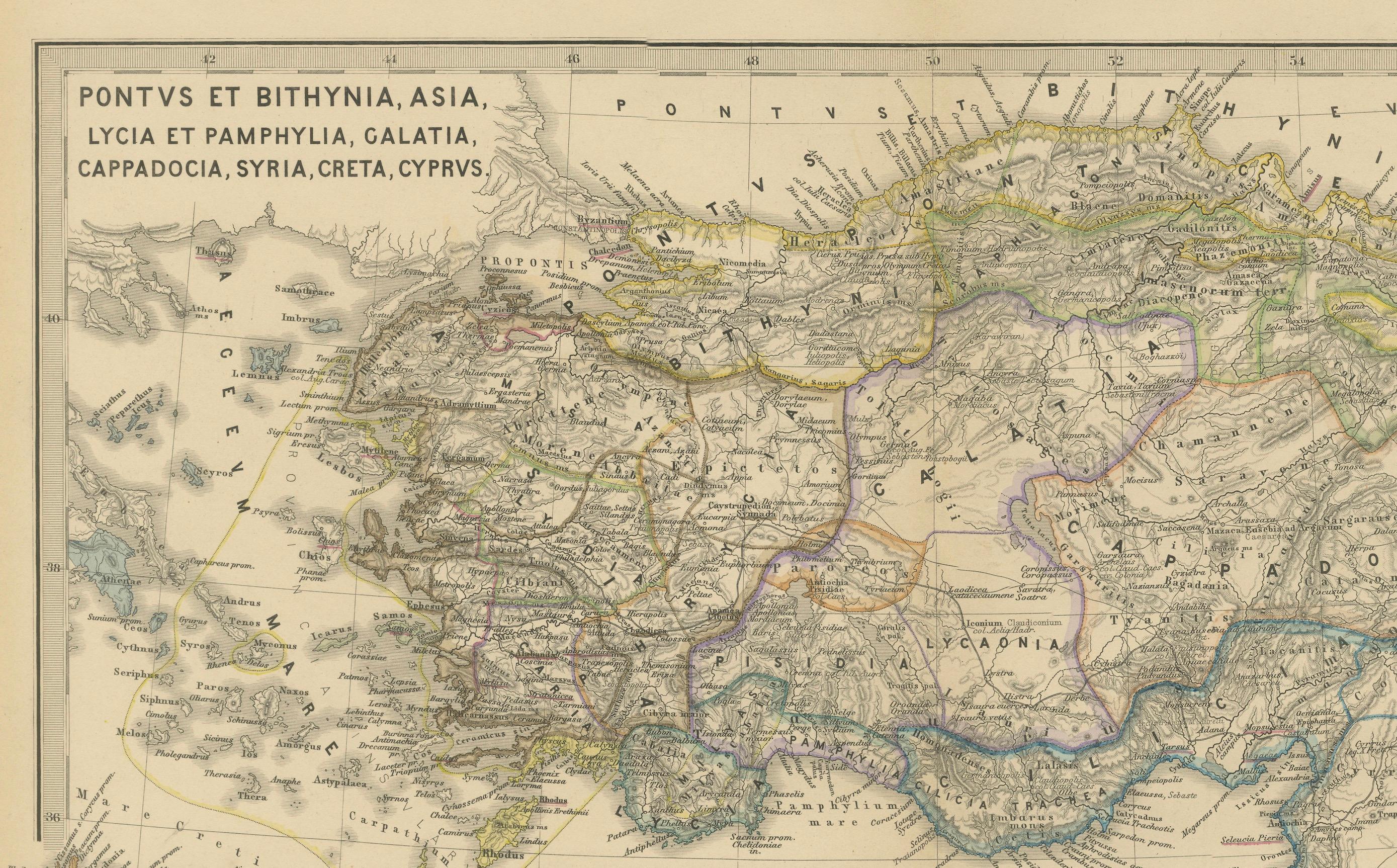 Asie mineure et provinces : une carte de l'Empire romain de Spruner-Menke Atlas, 1880 en vente 3