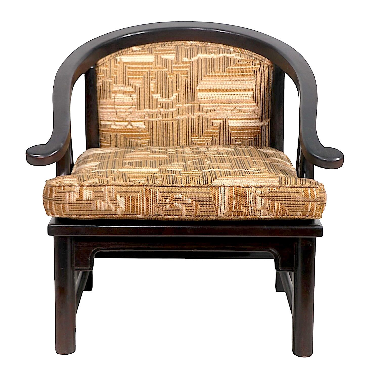 Asia Modern Chinese Horseshoe Style Lounge Chair by Century Furniture after Mont In Good Condition For Sale In New York, NY