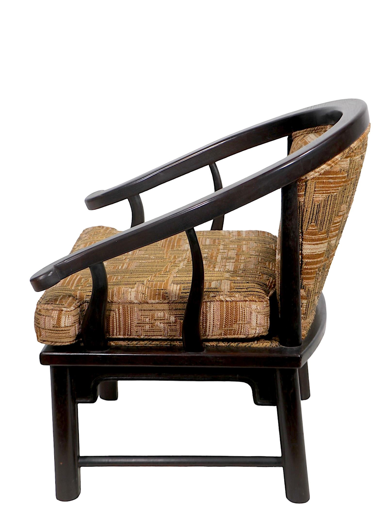 20th Century Asia Modern Chinese Horseshoe Style Lounge Chair by Century Furniture after Mont For Sale