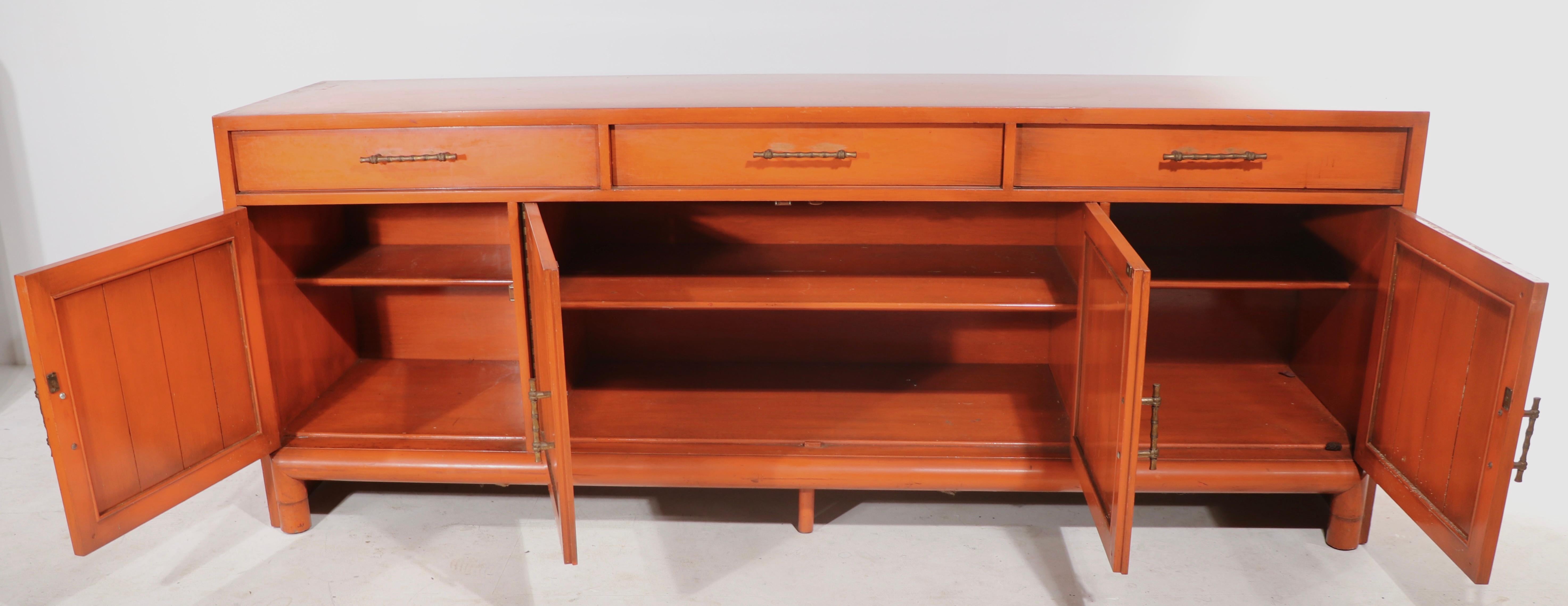 Lacquered Asia Modern Mandarin Lacquer Sideboard in the Chinese Style by Willett For Sale