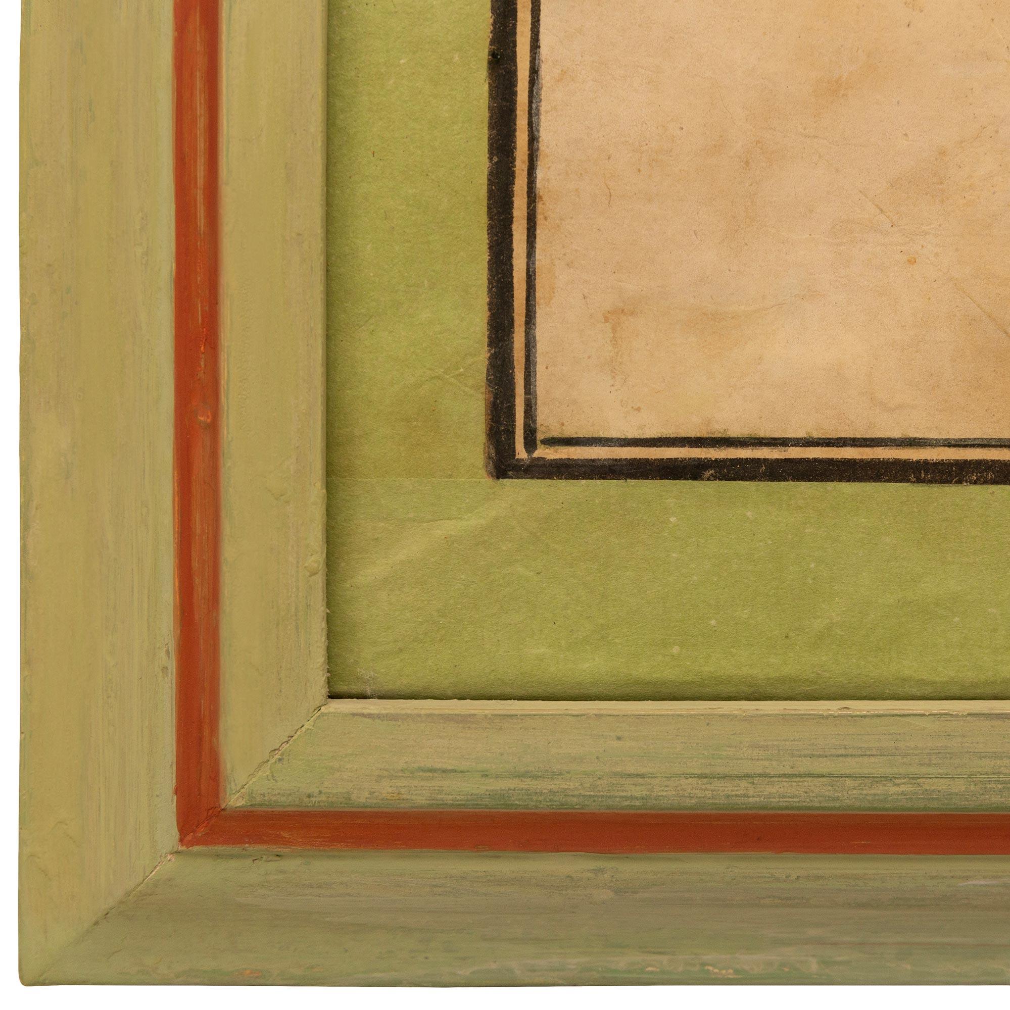 Wood Asian 18th century watercolor on parchment For Sale