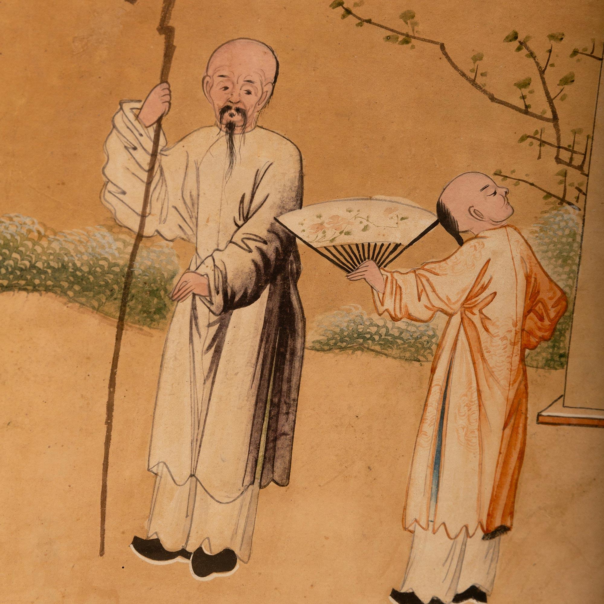 Asian 18th century watercolors on parchment For Sale 4
