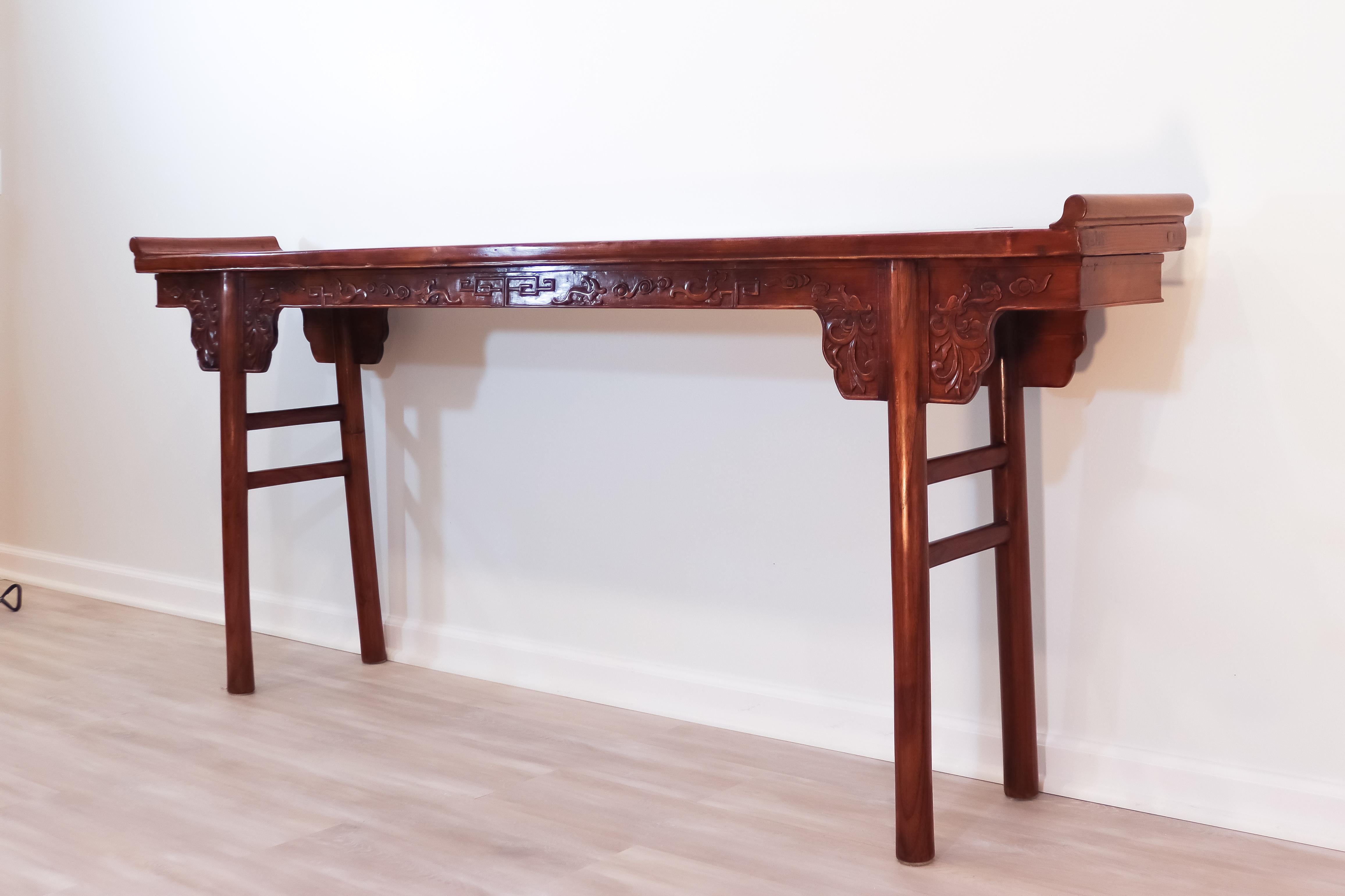 20th Century Asian Alter Table Console Hand Carved Wood