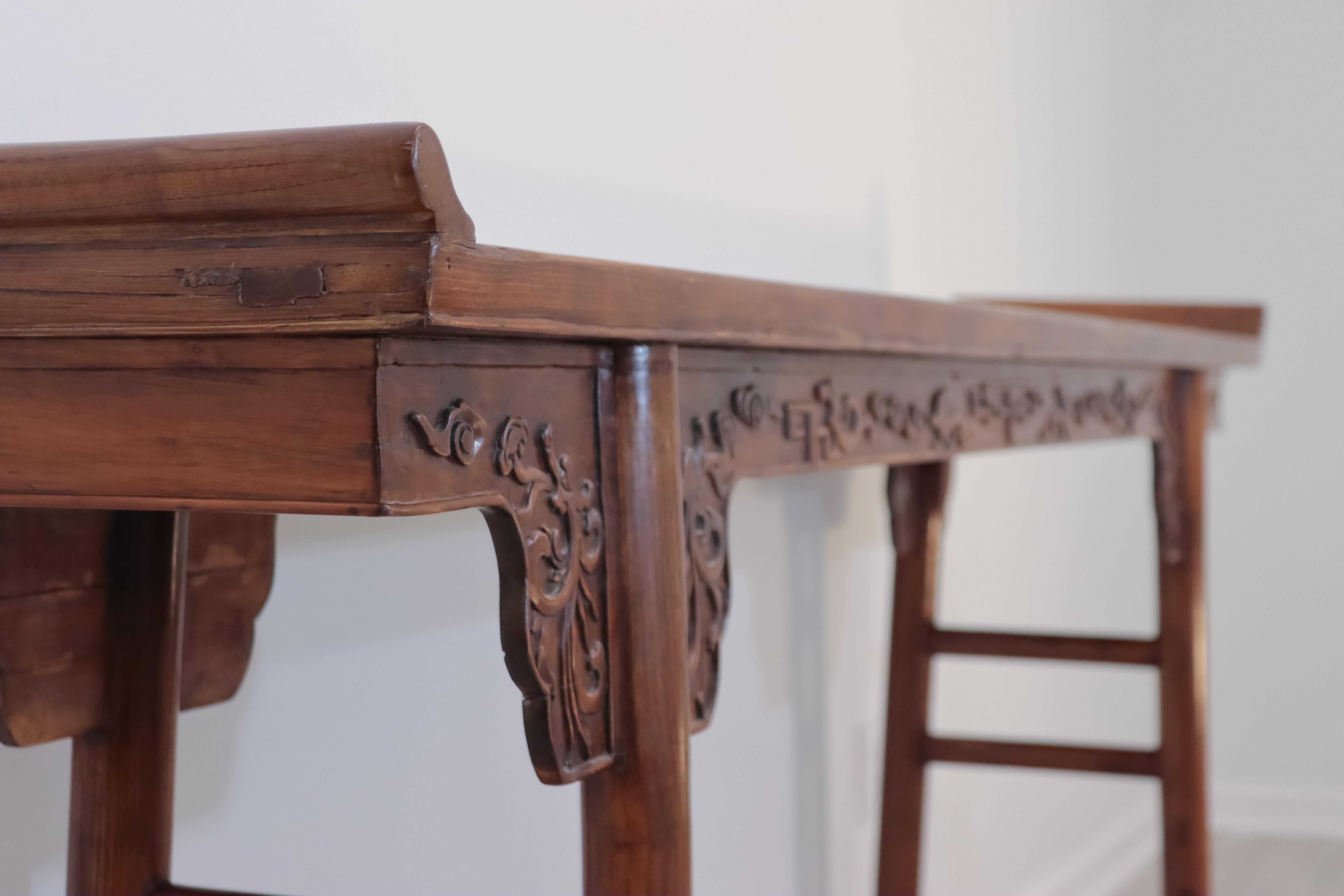 Asian Alter Table Console Hand Carved Wood 1