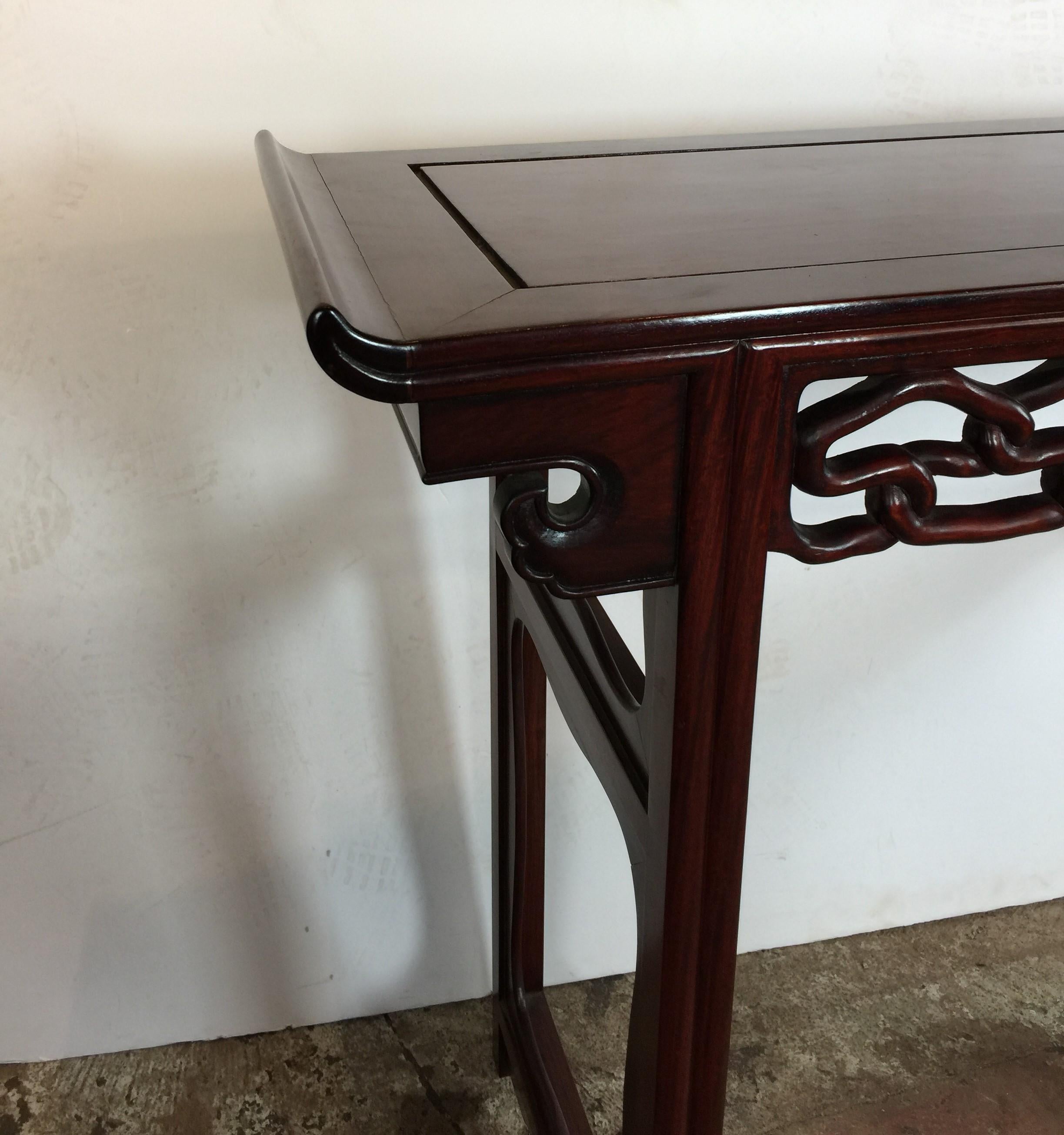 Chinese late Qing style alter table. Classic wood carved design.