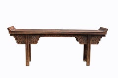 Asian Alter Table with Scrolling Tendril Carved Spandrels and Apron