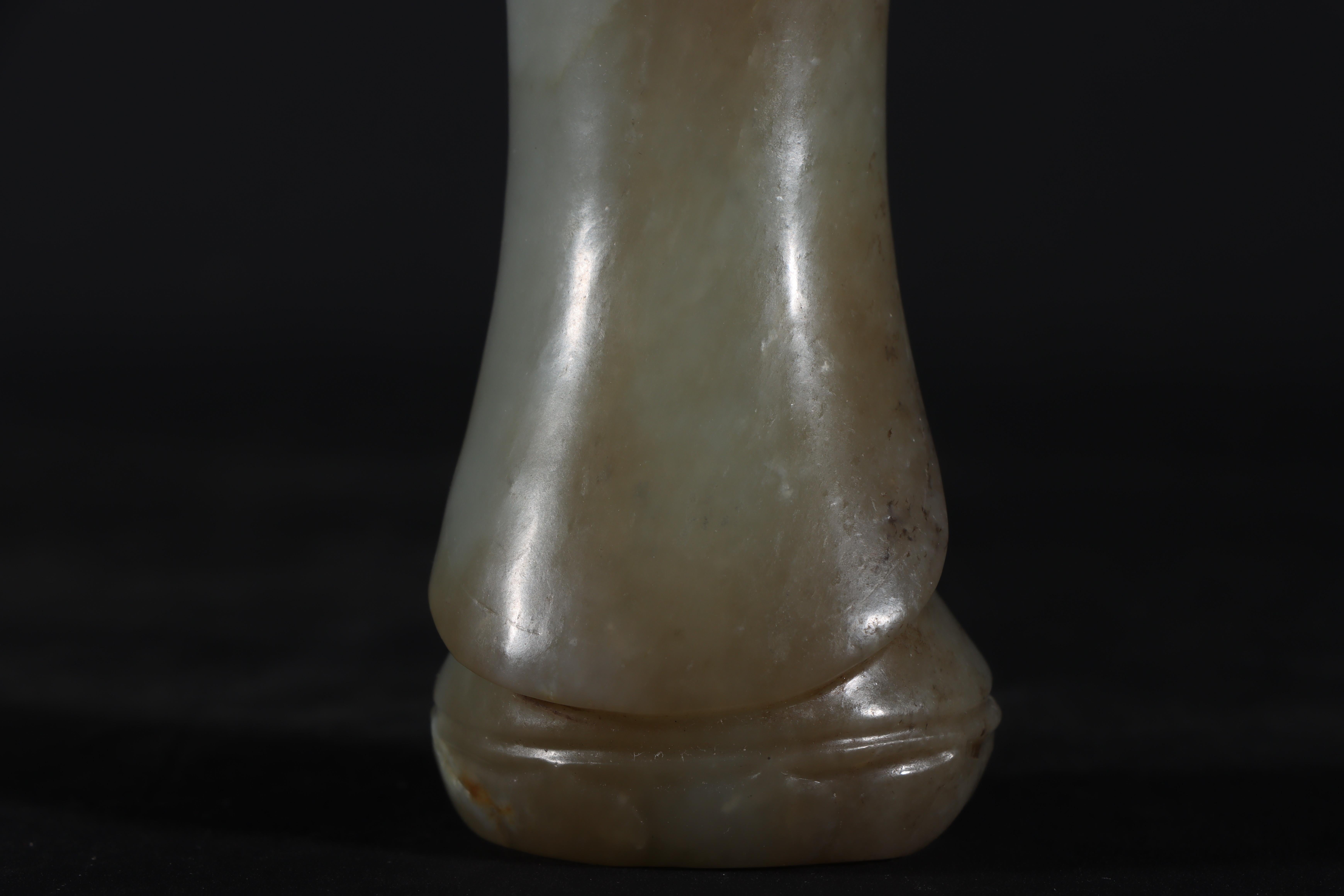 Asian Antique Art Jade Carving Standing Buddha Statue 6