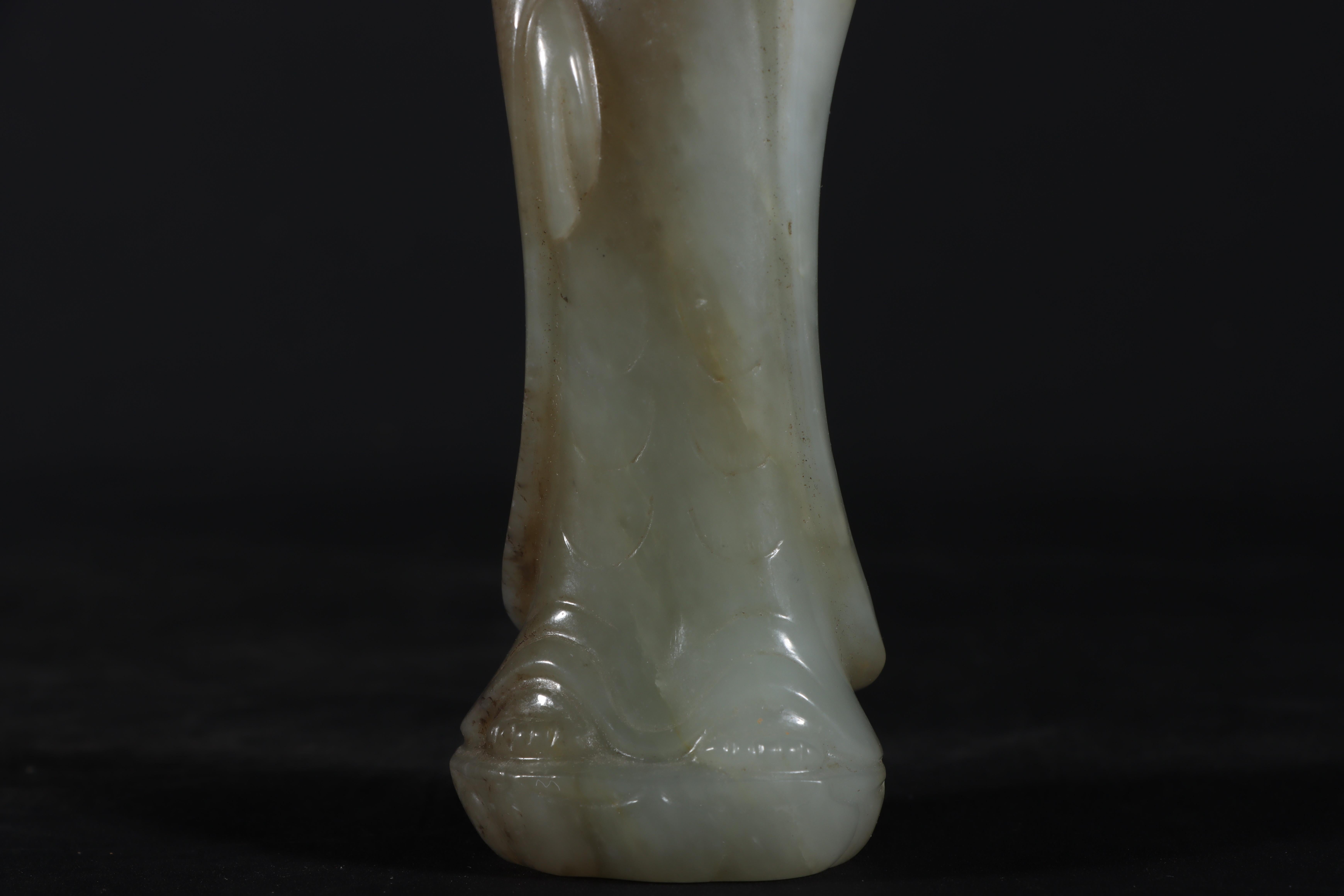 19th Century Asian Antique Art Jade Carving Standing Buddha Statue
