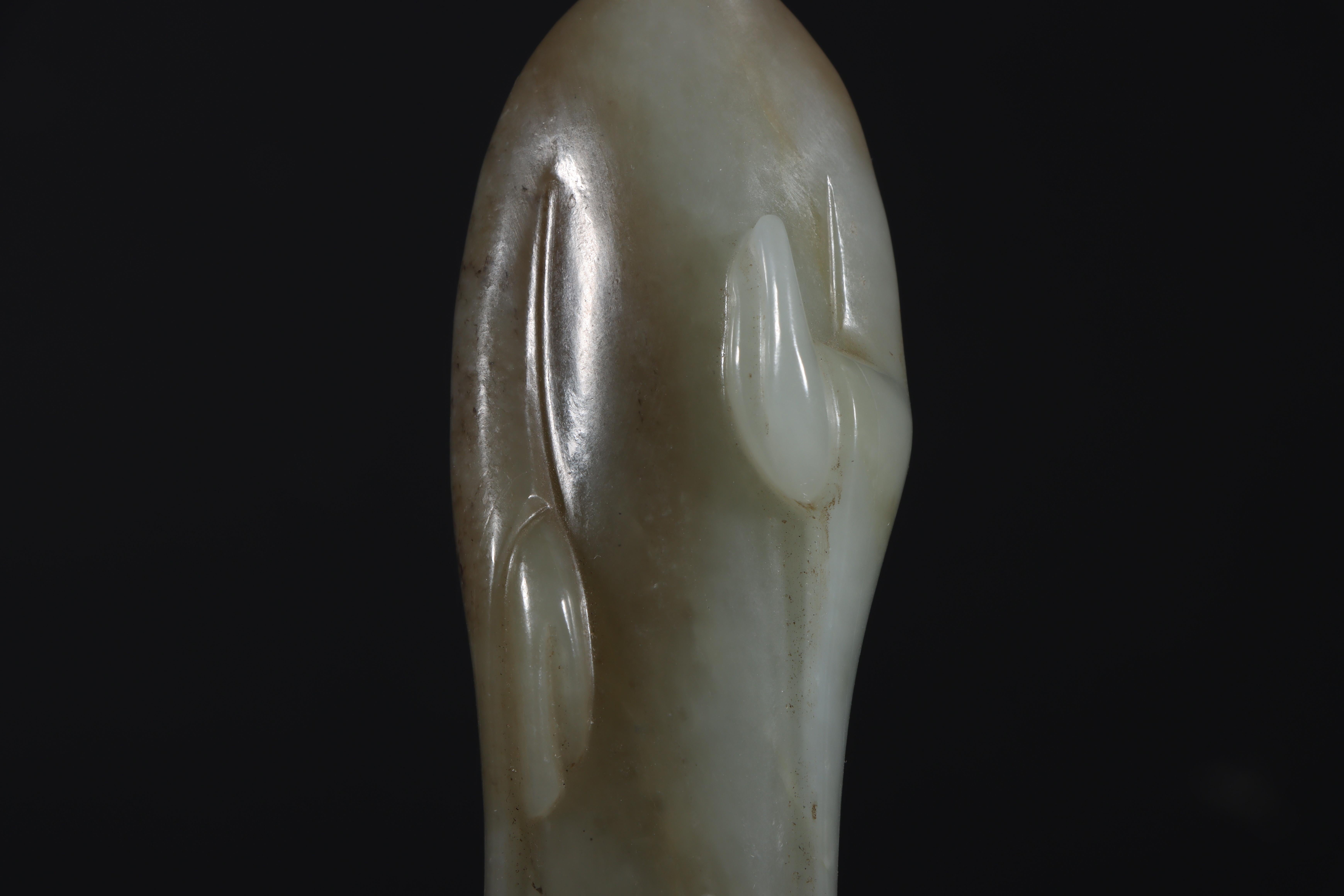 Asian Antique Art Jade Carving Standing Buddha Statue 1