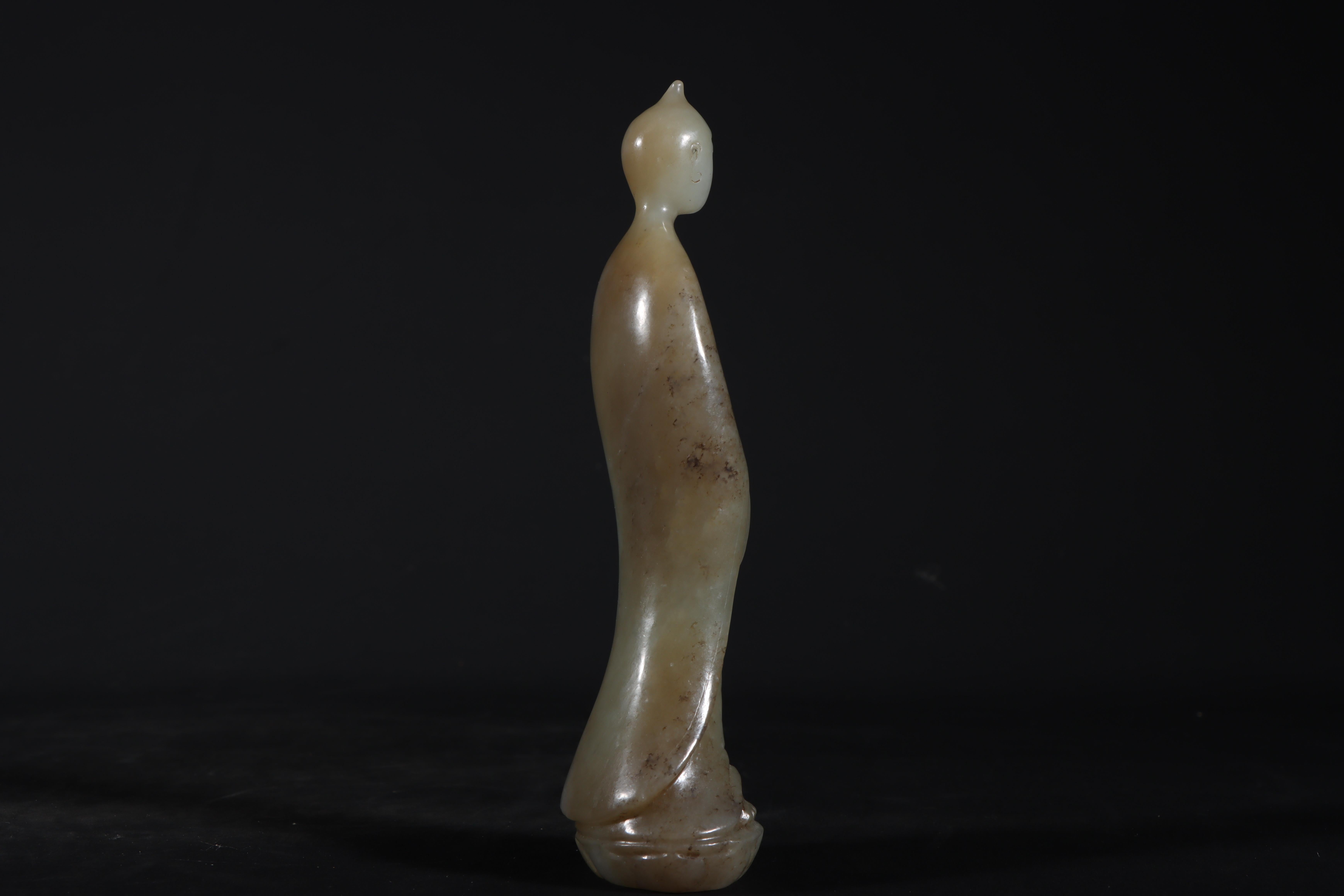 Asian Antique Art Jade Carving Standing Buddha Statue 2