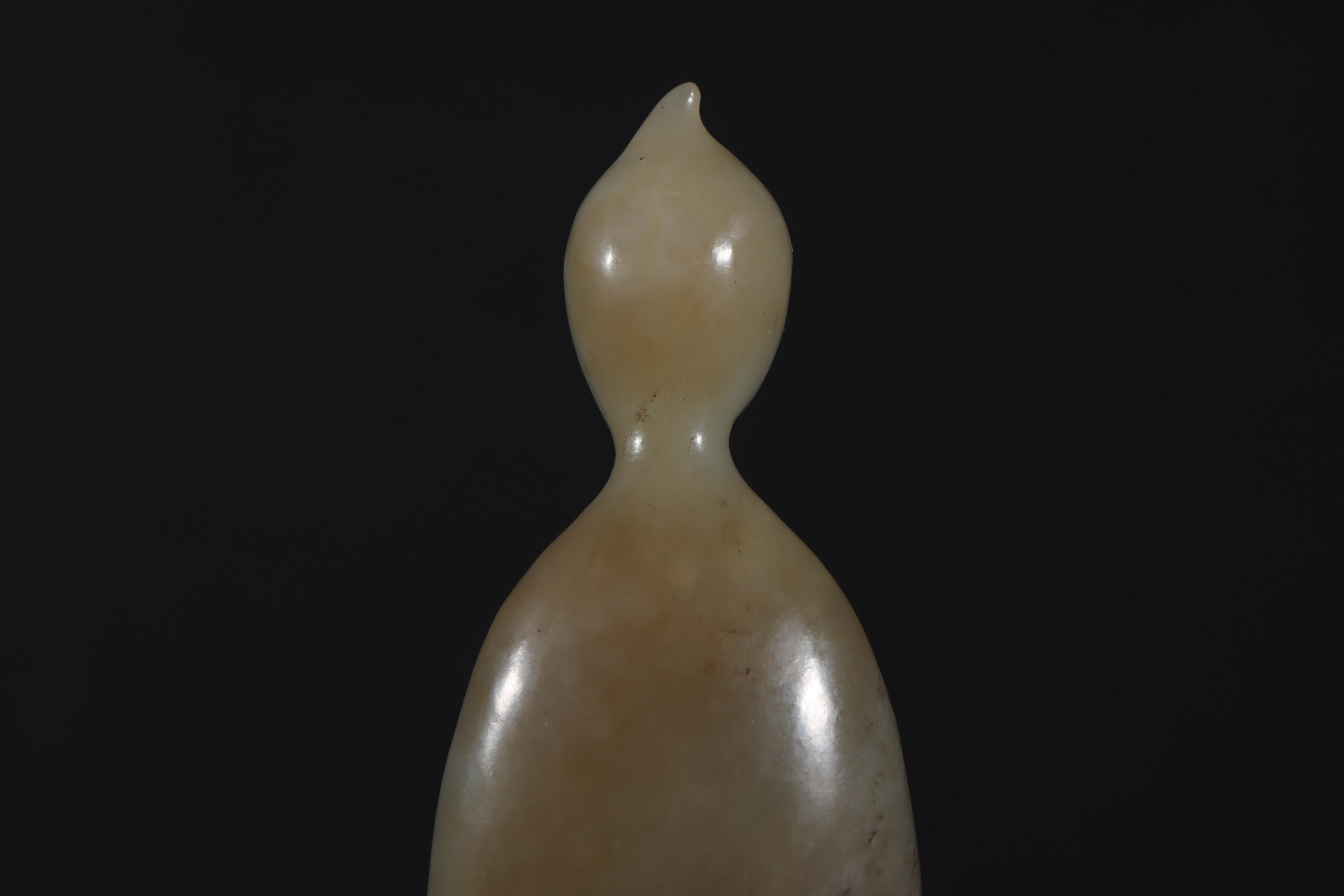 Asian Antique Art Jade Carving Standing Buddha Statue 4