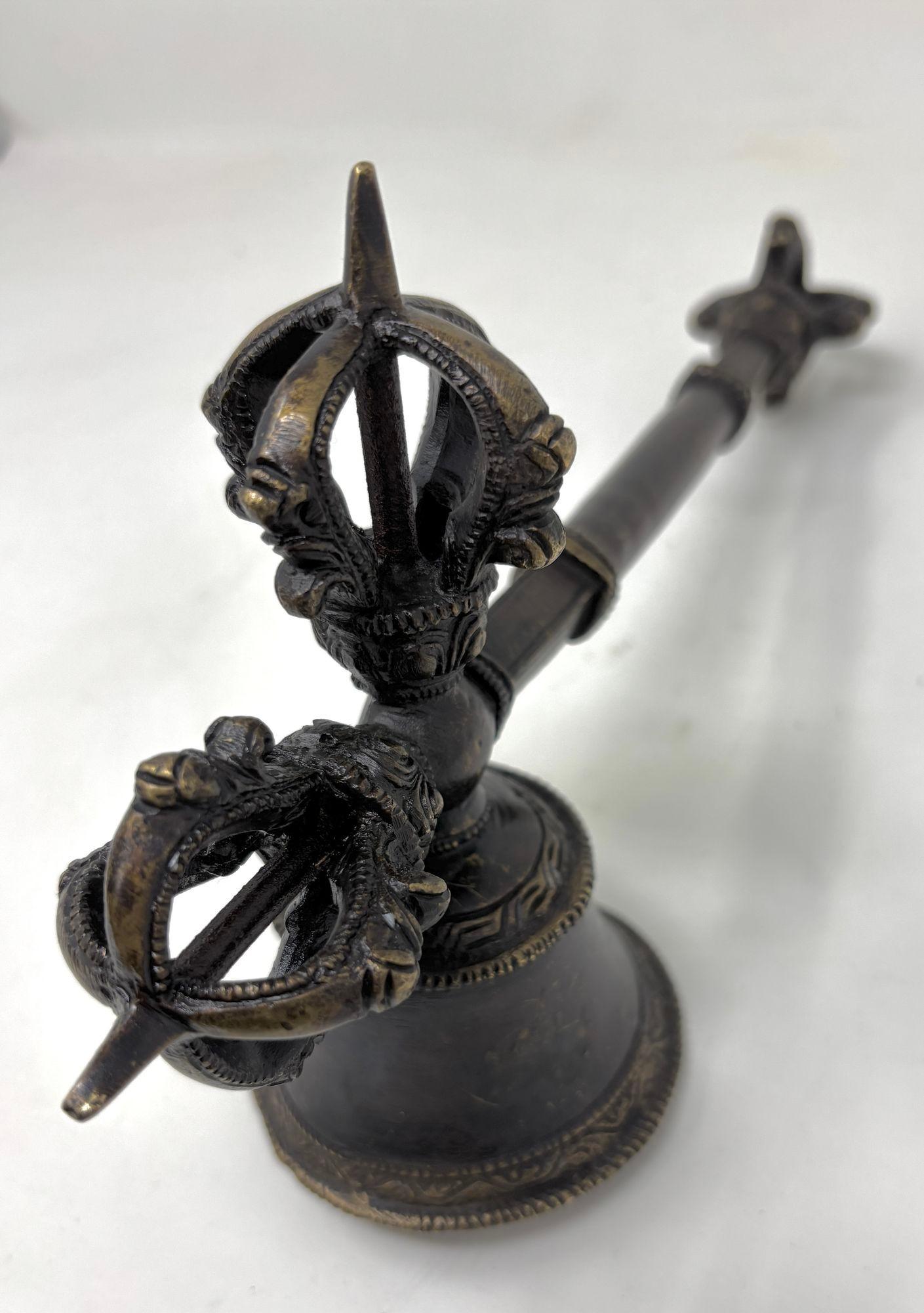 Asian Antique Bronze Tibetan Ceremonial Prayer Vajra Bell For Sale 5