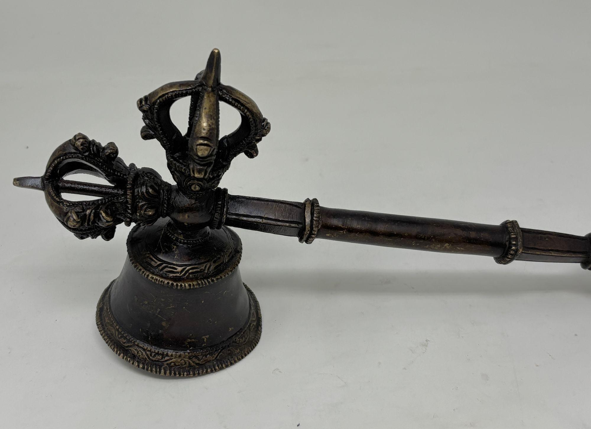 Asian Antique Bronze Tibetan Ceremonial Prayer Vajra Bell For Sale 8