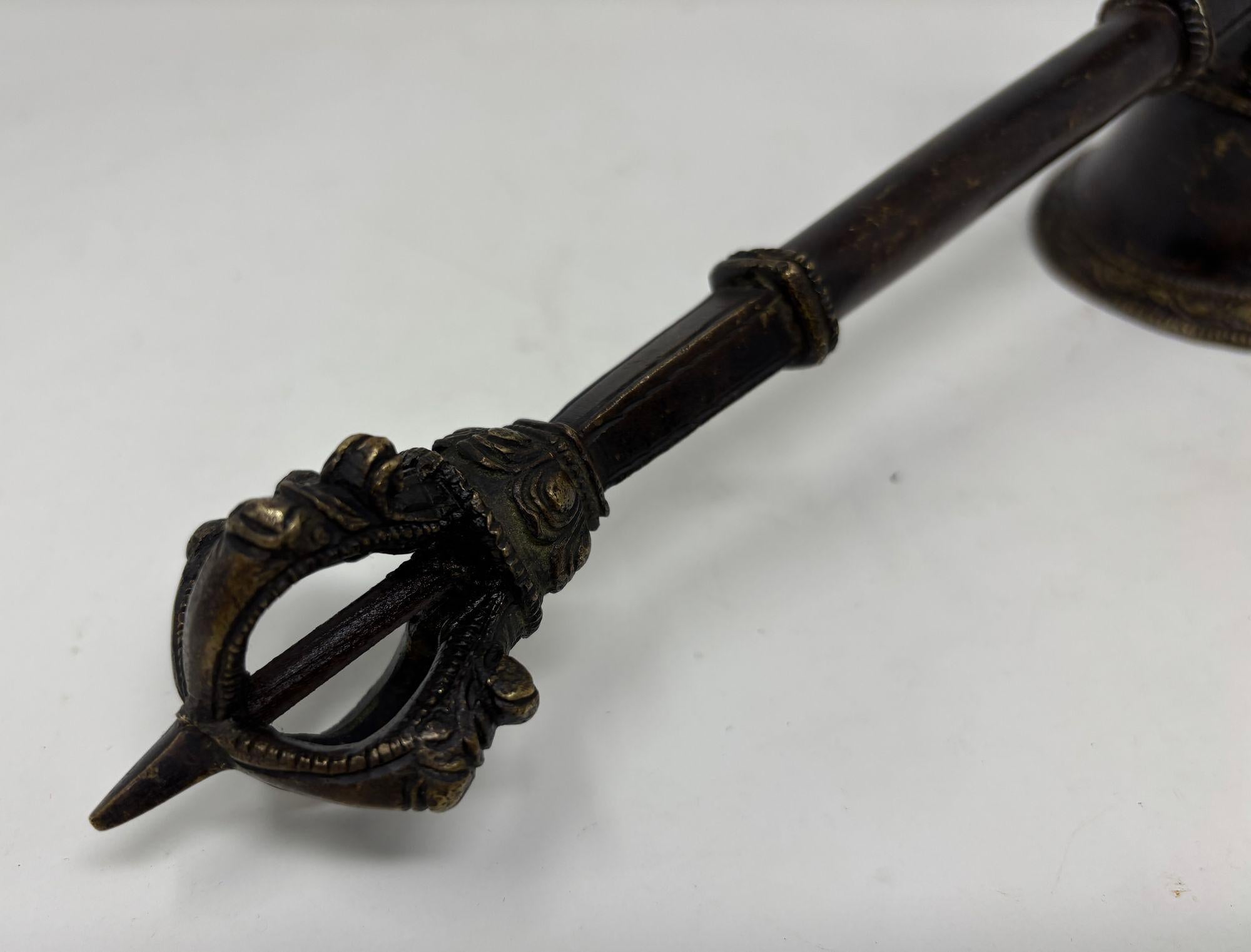 Asian Antique Bronze Tibetan Ceremonial Prayer Vajra Bell For Sale 10