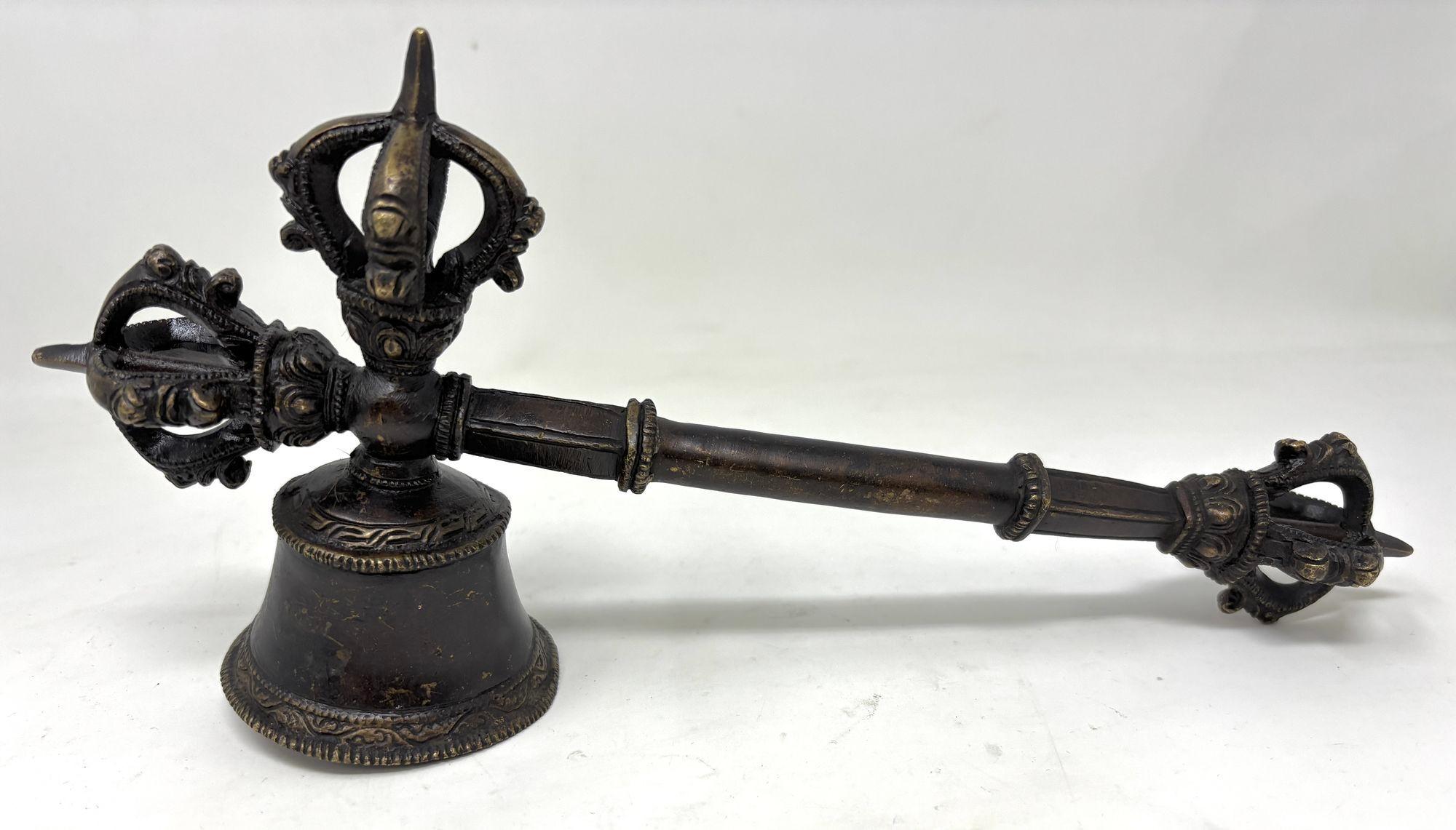 Nepalese Asian Antique Bronze Tibetan Ceremonial Prayer Vajra Bell For Sale