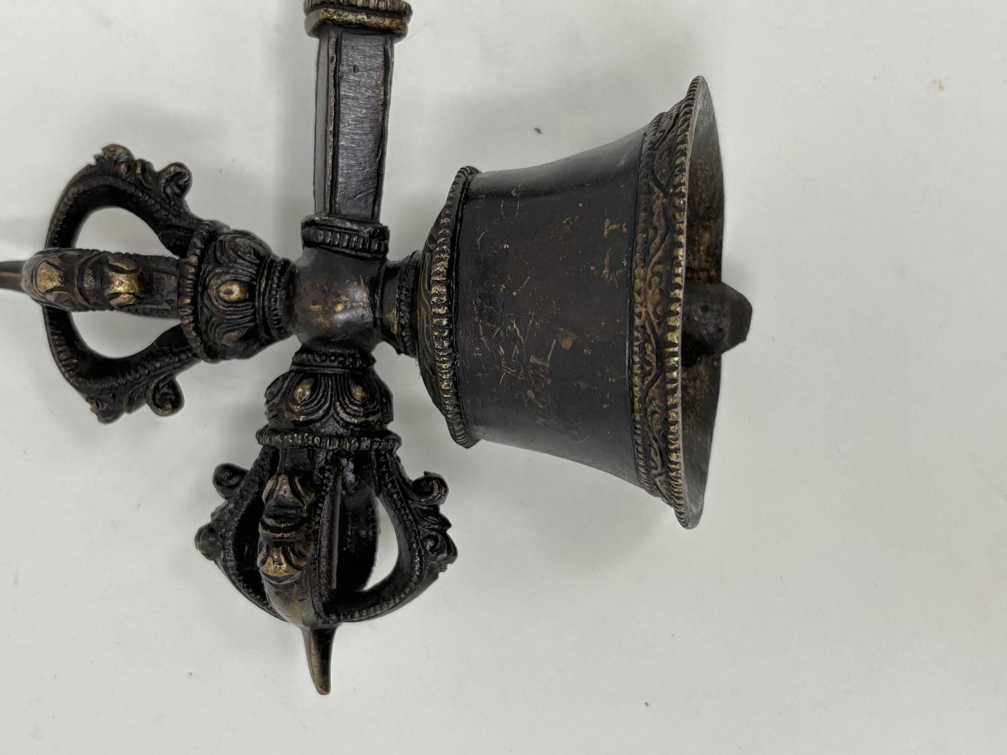 Asian Antique Bronze Tibetan Ceremonial Prayer Vajra Bell For Sale 2