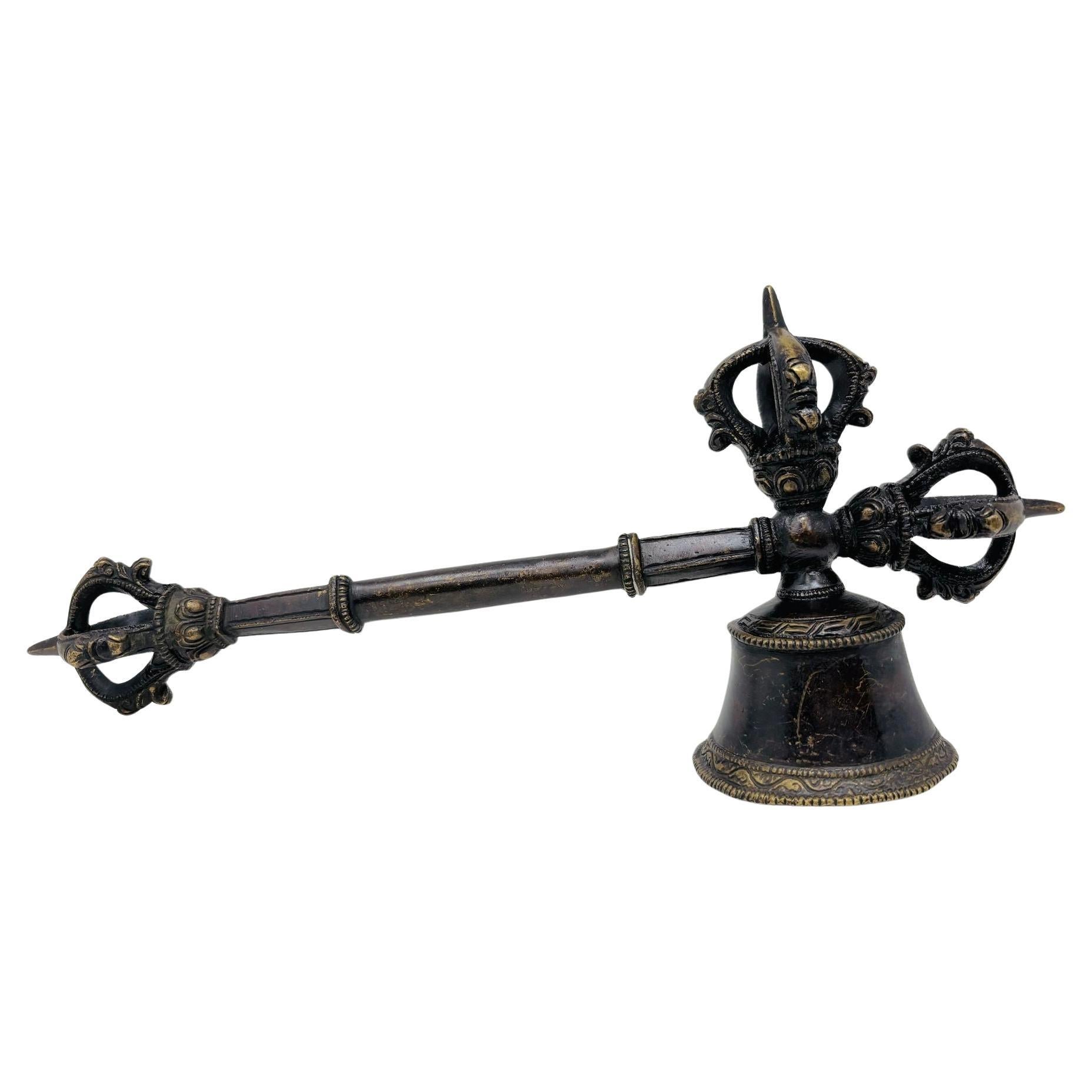 Asian Antique Bronze Tibetan Ceremonial Prayer Vajra Bell
