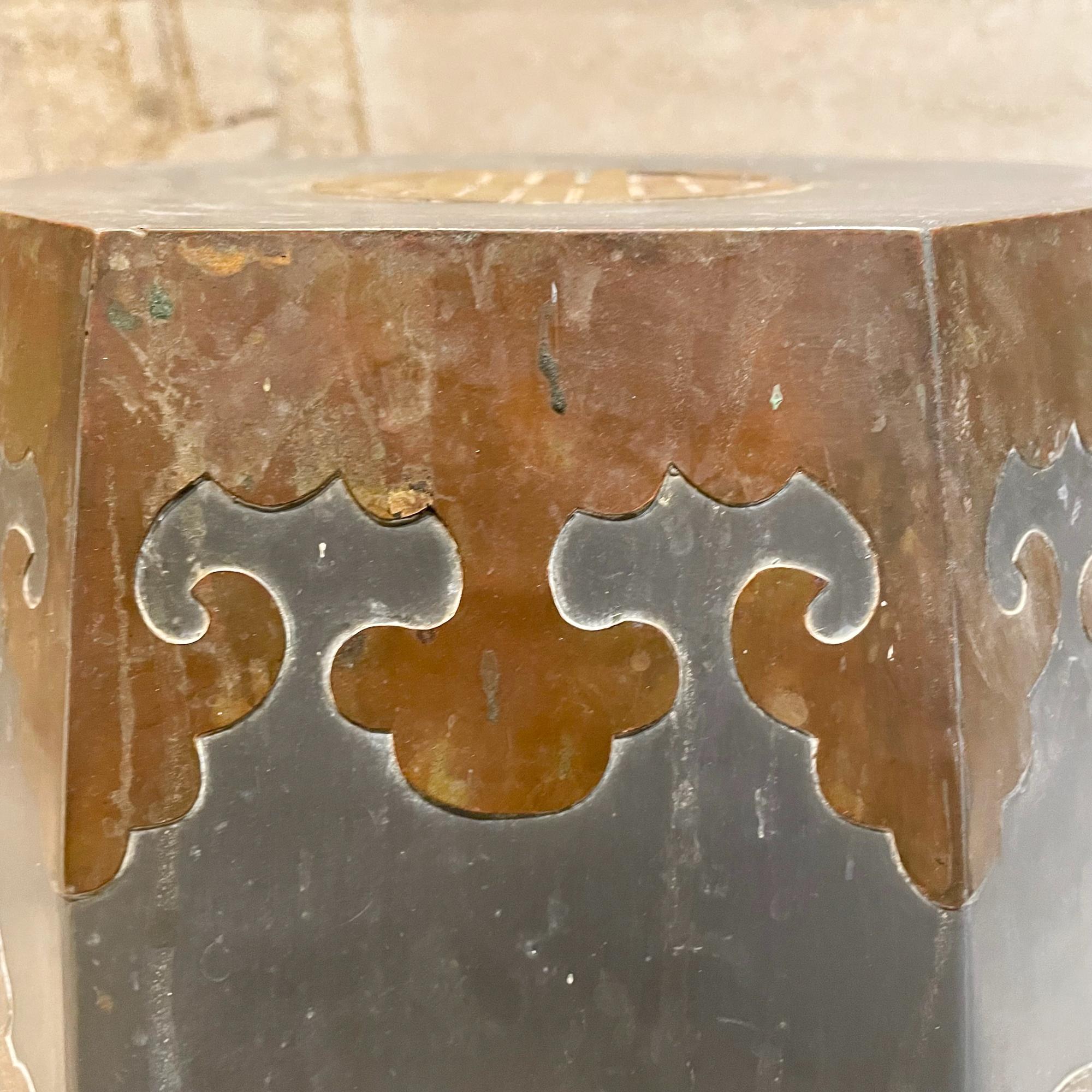 Mid-20th Century Asian Antique Chinese Decorative Bronze and Gray Drum Side Accent Table, 1930s