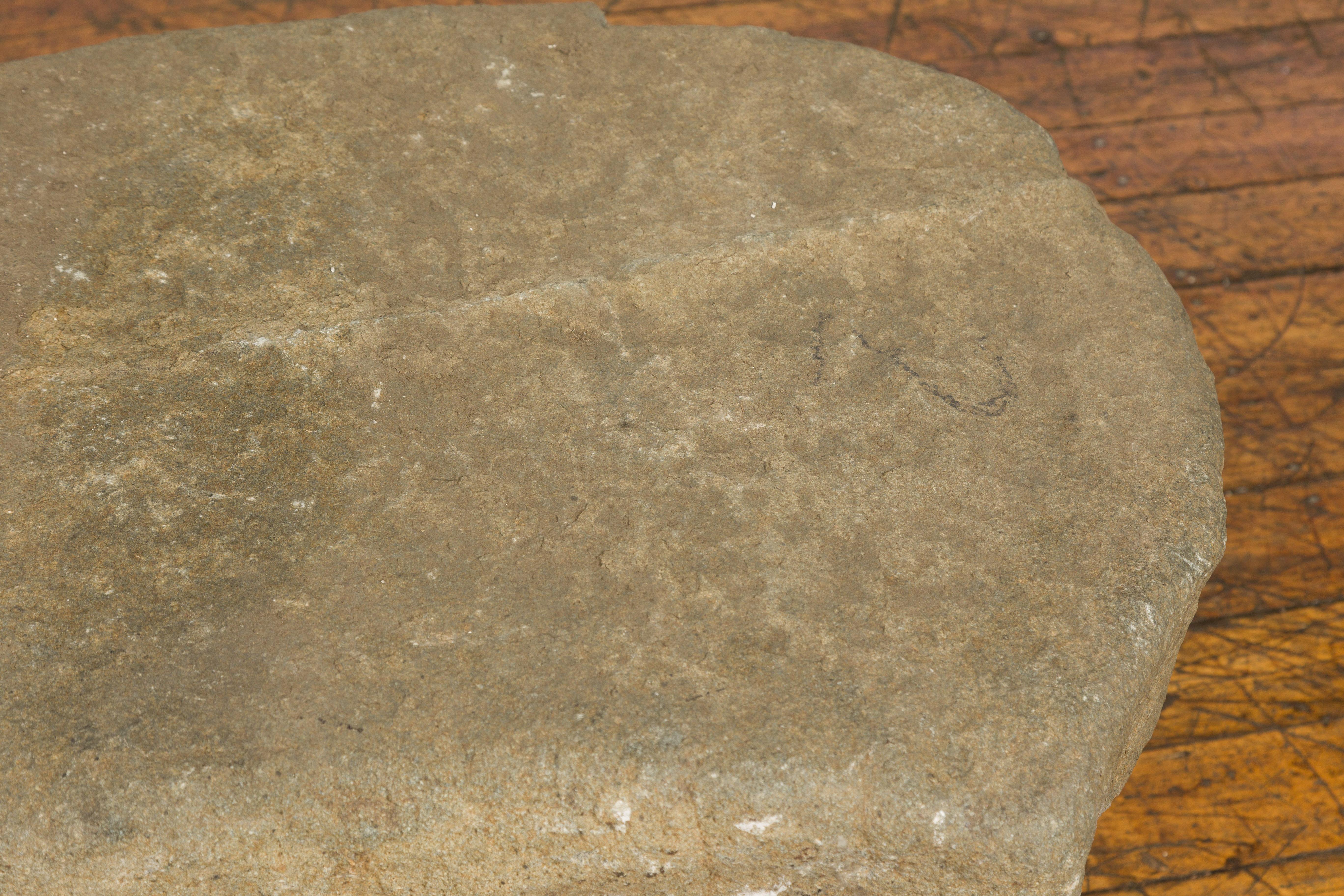 Asian Antique Three Piece Stone Bench with Great Rustic Character 5