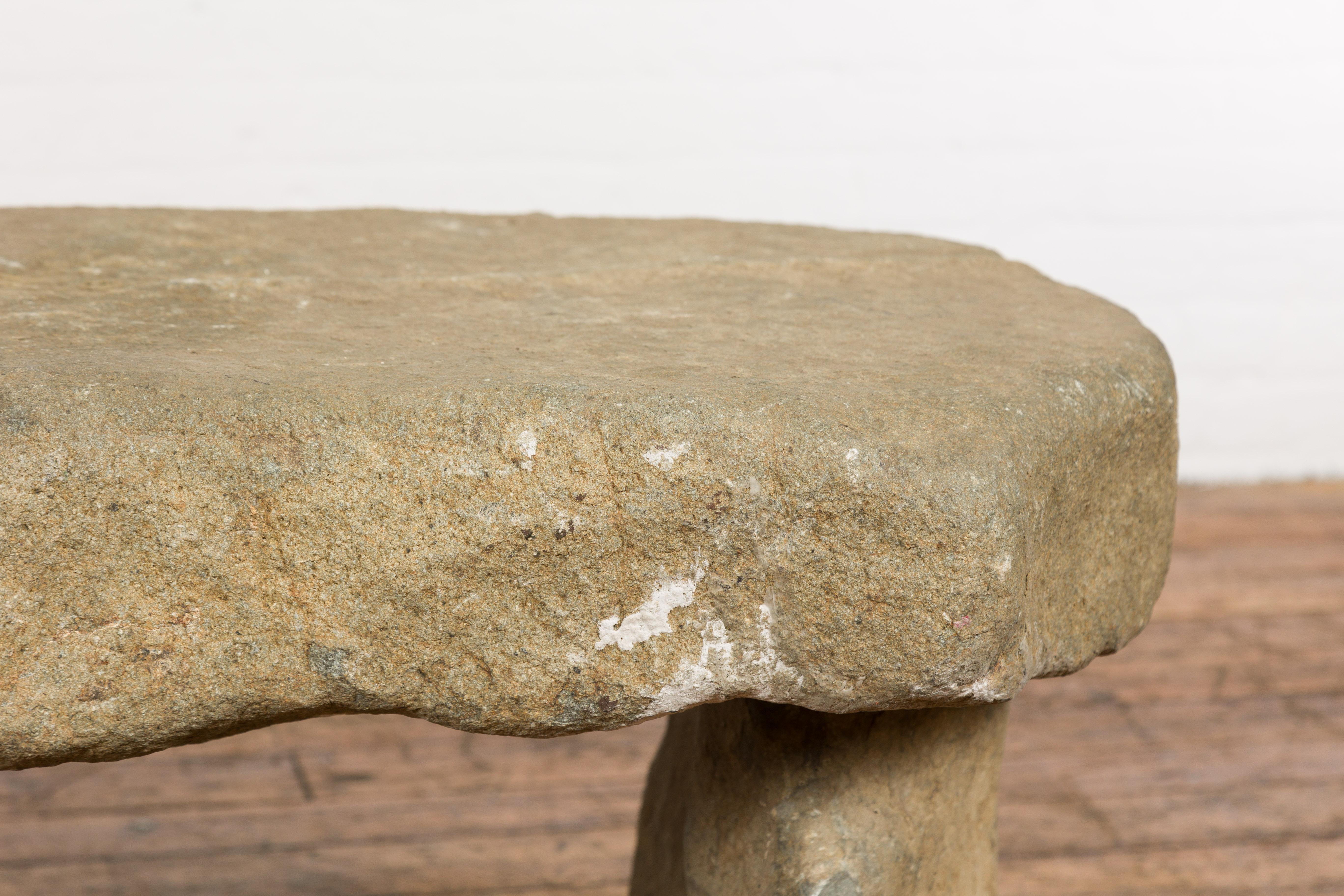 19th Century Asian Antique Three Piece Stone Bench with Great Rustic Character