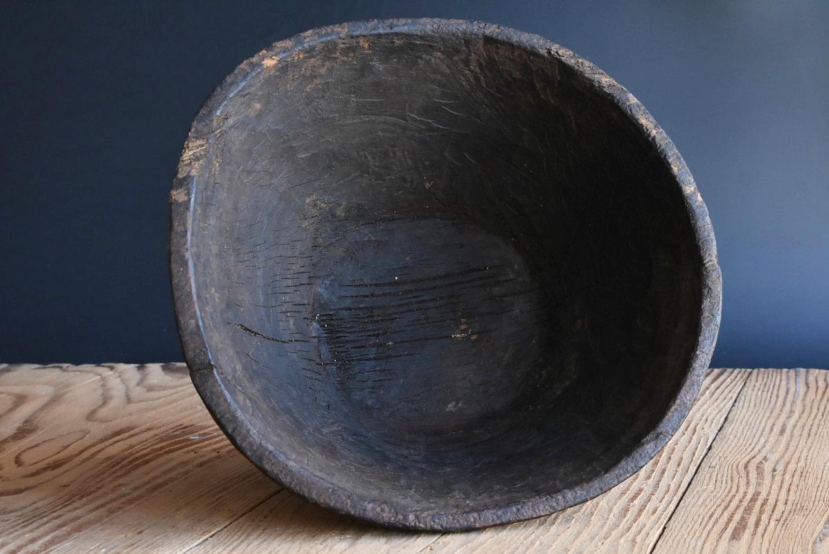 Asian Antique Wooden Bowl / 19th-20th Century / Wabi-Sabi Folk Art 3