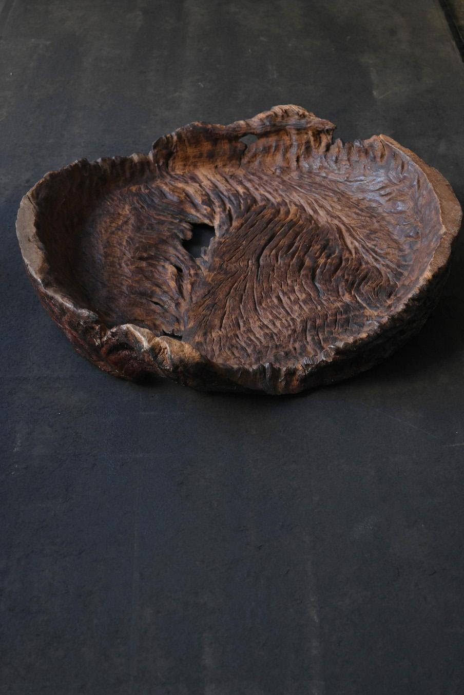 Wood Asian antique wooden bowl/Late 19th Century/Wabi-Sabi wall art For Sale