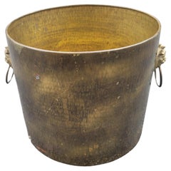 Asian Antiqued Brass Planter with Dragon Head Handles, Circa 1980s