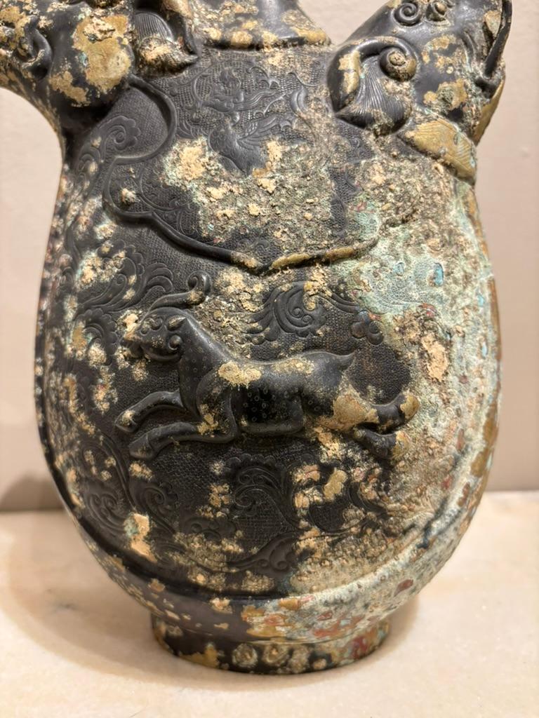 Asian Archaistic Copper Vessel With Boar's Head and Elephant's Head For Sale 7