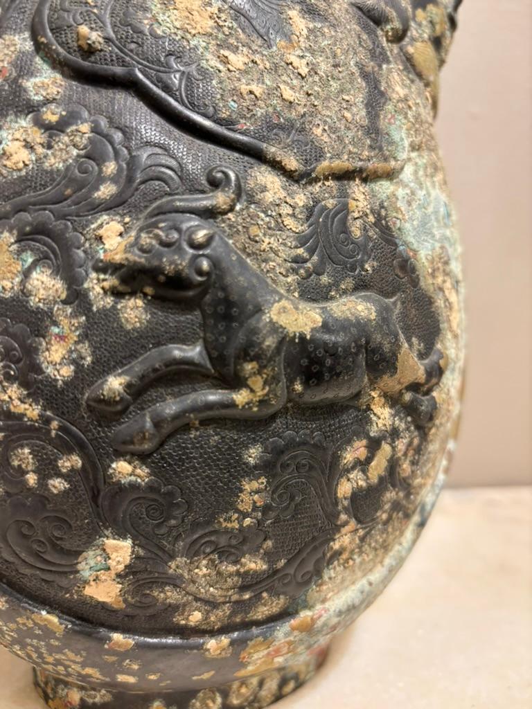 Asian Archaistic Copper Vessel With Boar's Head and Elephant's Head For Sale 1