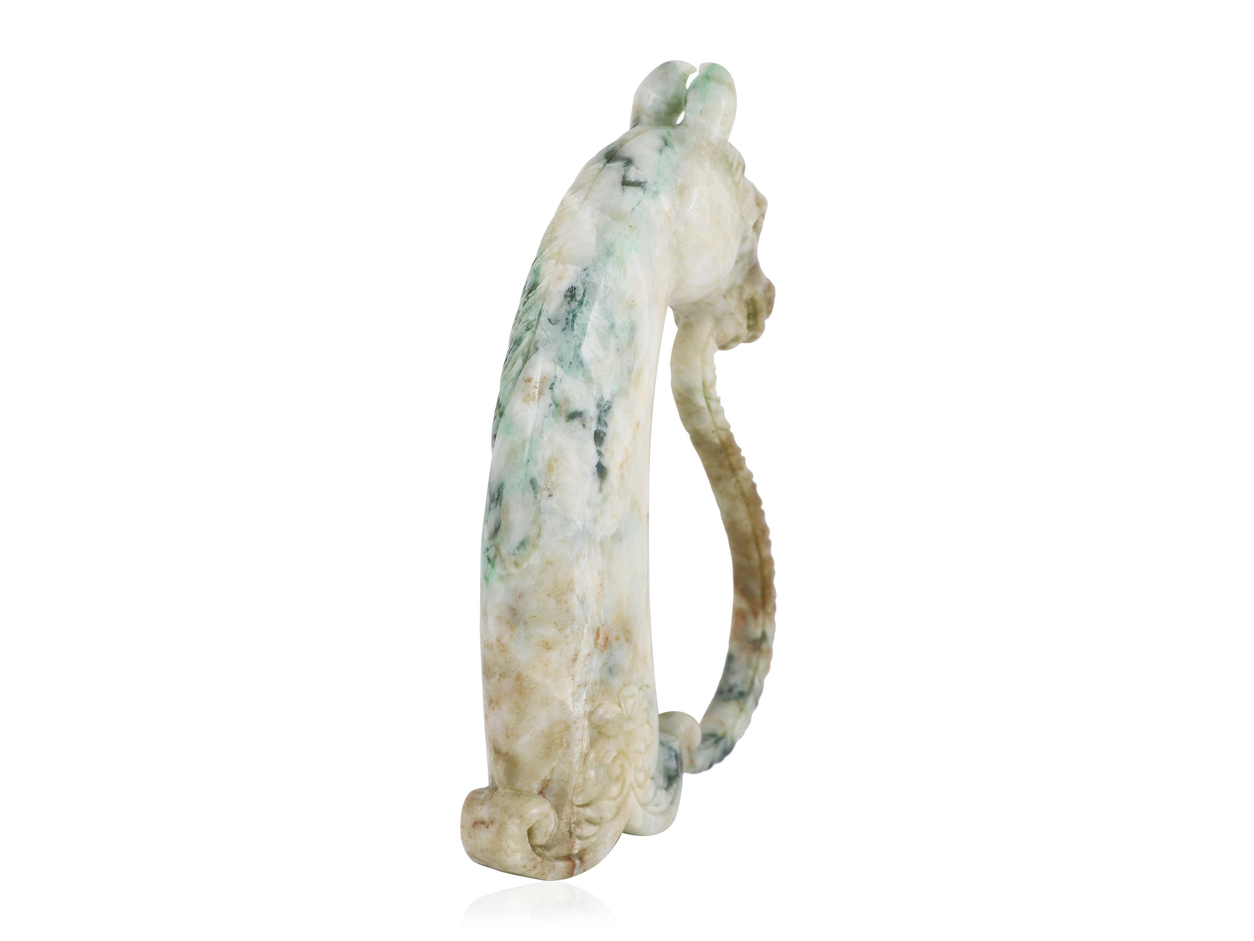 Arte asiático y antiguo indio Mughal Empuñadura de daga de jade en forma de cabeza de caballo en venta 7