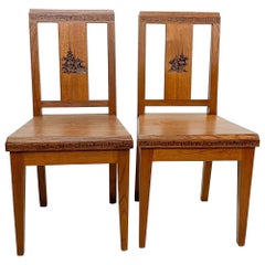 Used Asian Art Side Chairs Carved Mahogany Wah On Hung Kee HONG KONG 1940s