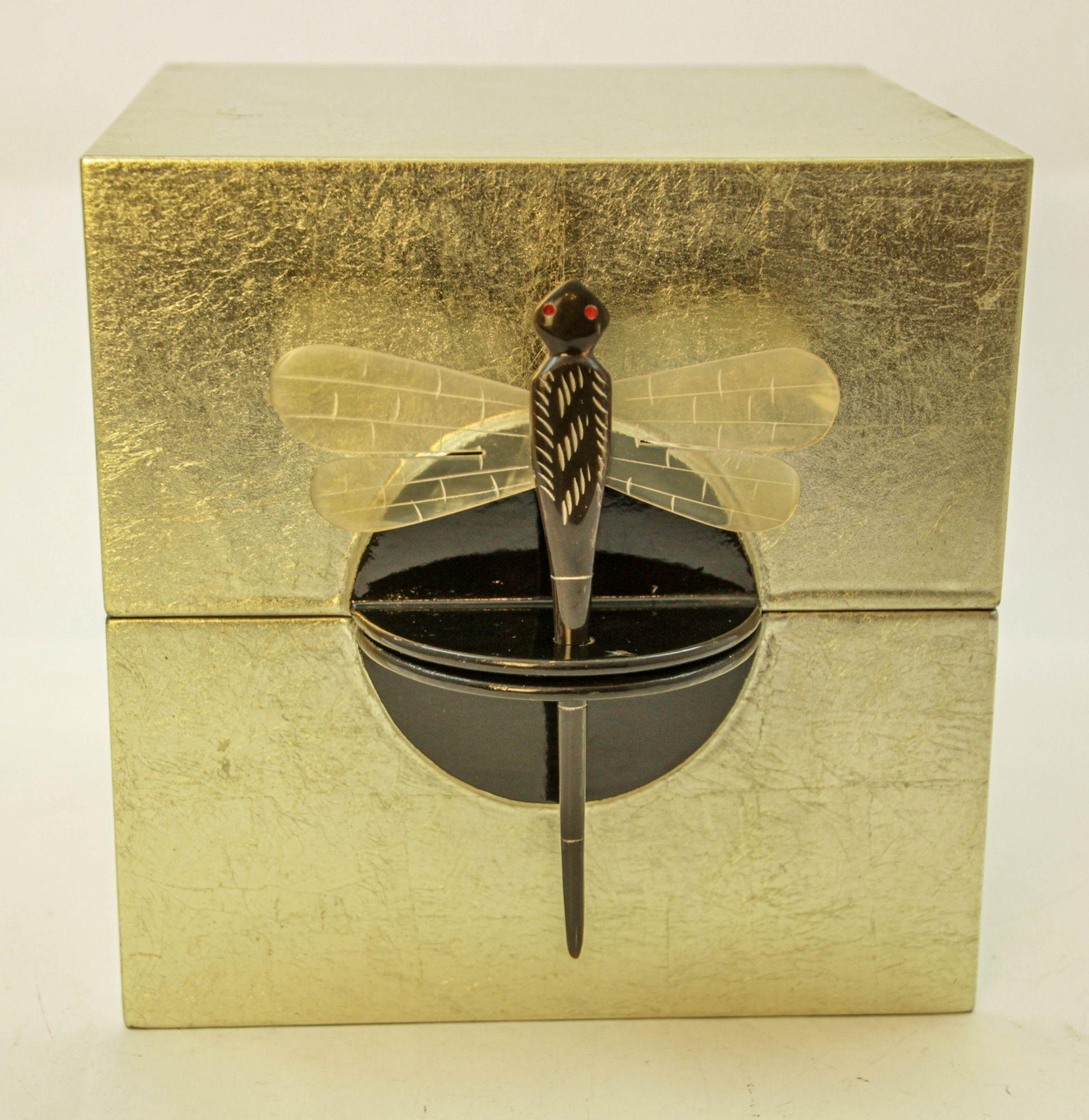 Asian Art Deco Style Silver and Black Lacquered Jewelry Box 1980s 8
