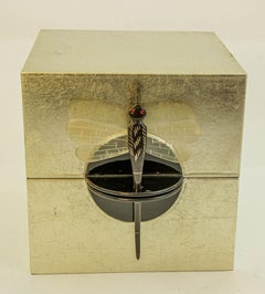 Asian Style Art Deco Silber und schwarz lackiert Schmuckkästchen 1980er